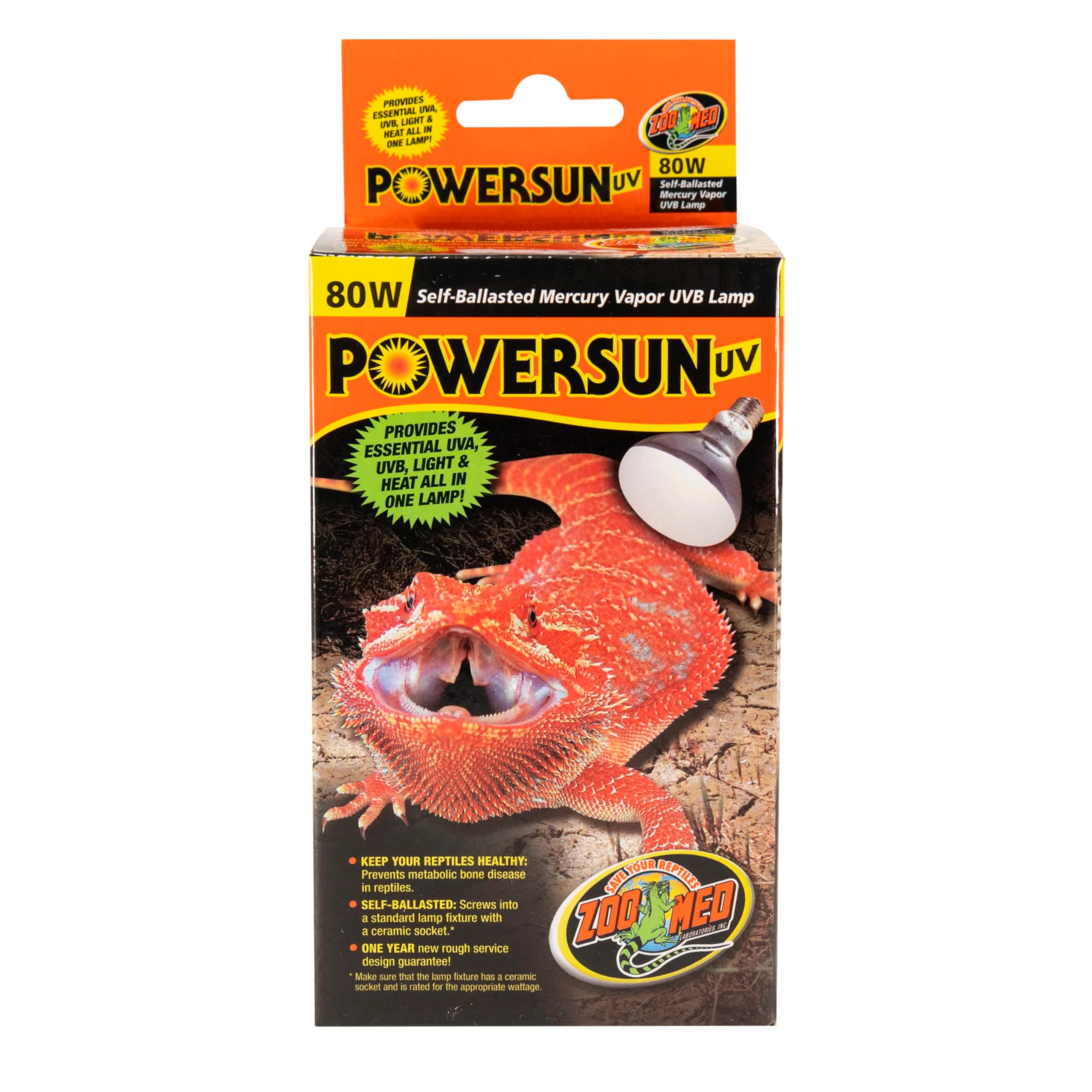 Proven Zoo Med PowerSun UV Bulb 80W – UVA UVB Heat for Large Terrariums Aviaries Detailed