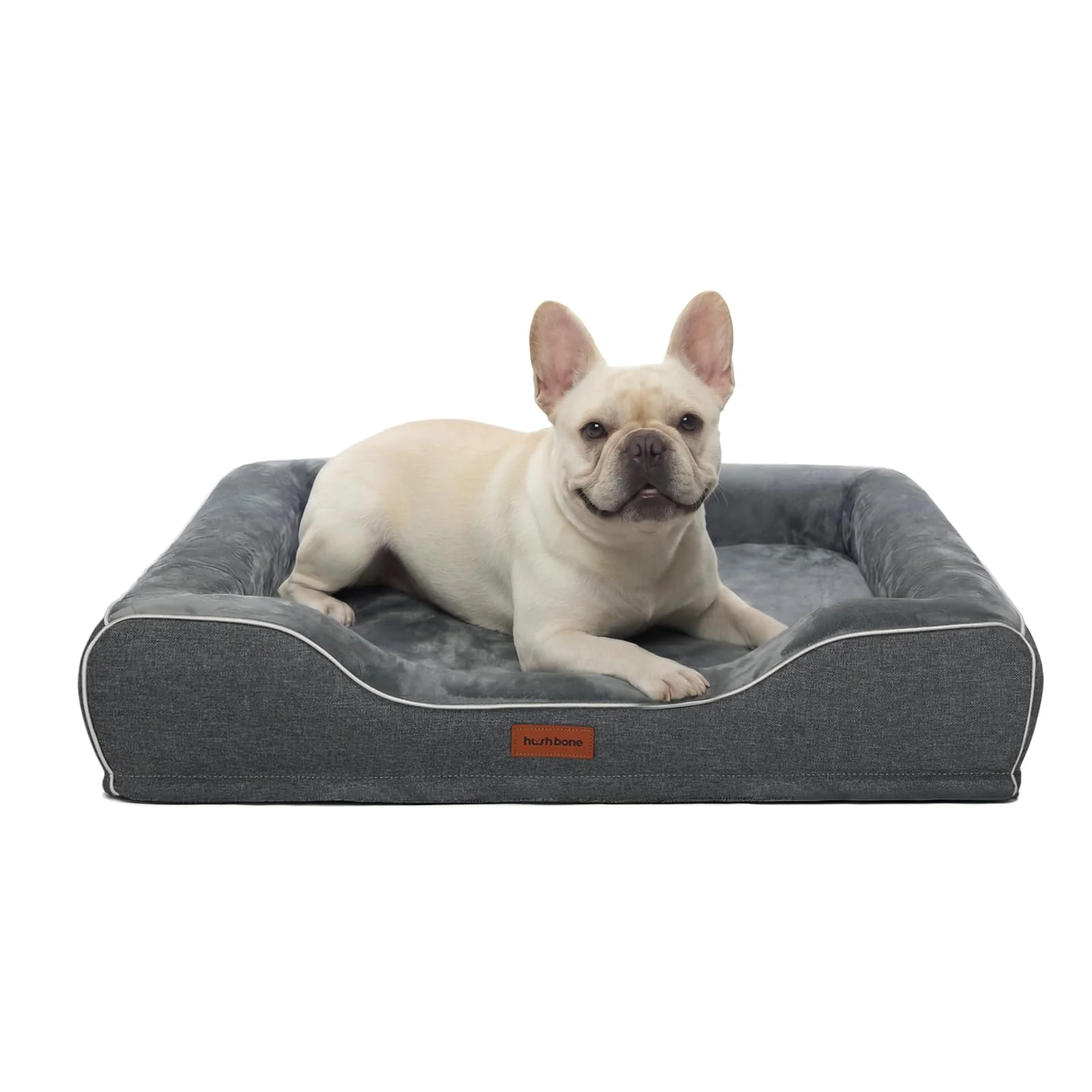 Superior Hush Bone Memory Foam Dog Bed - Medium Orthopedic with Cooling Gel Removable Bolsters Expertly Made