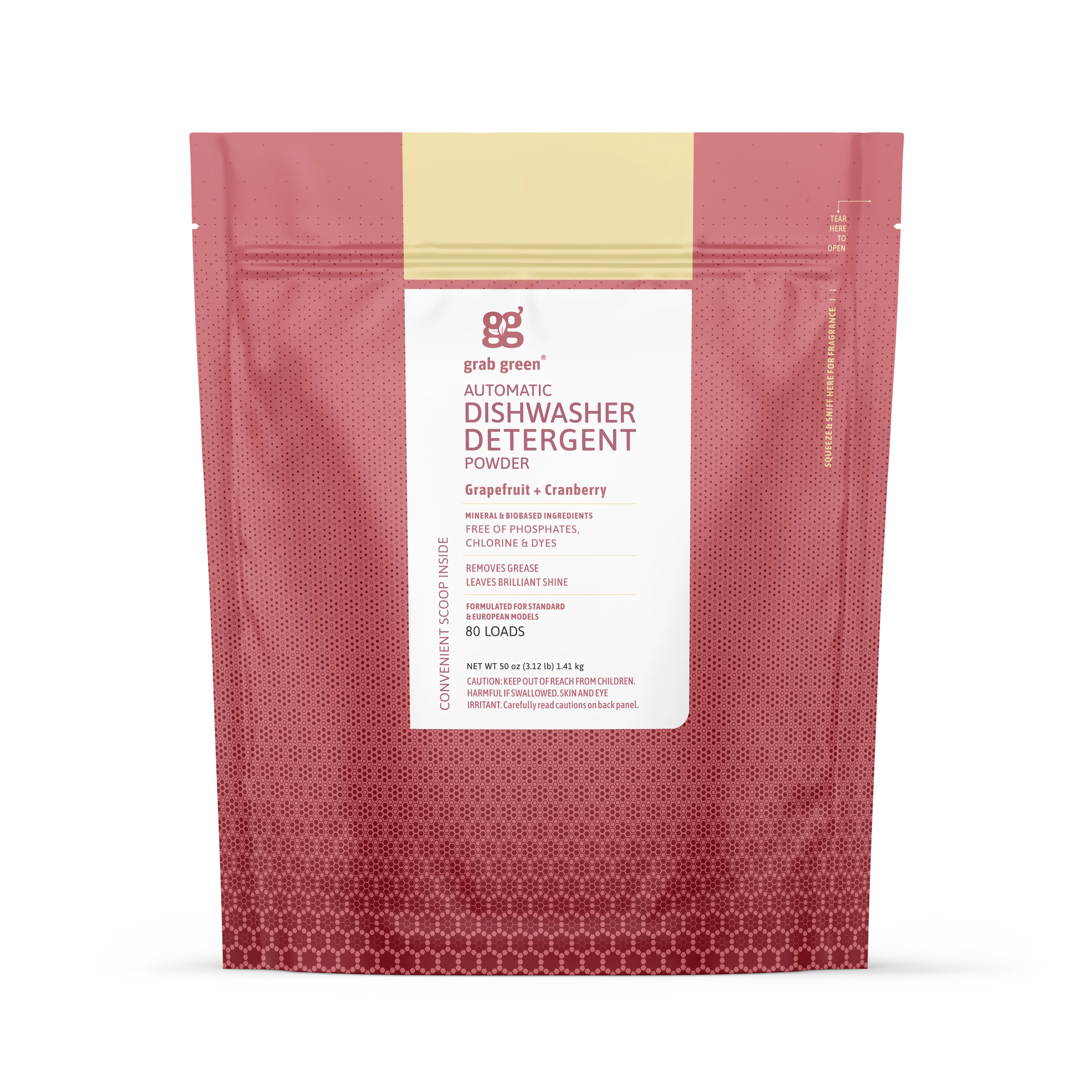 Long-Lasting grab green Automatic Dishwashing Detergent Powder - Grapefruit with Cranberry Fine