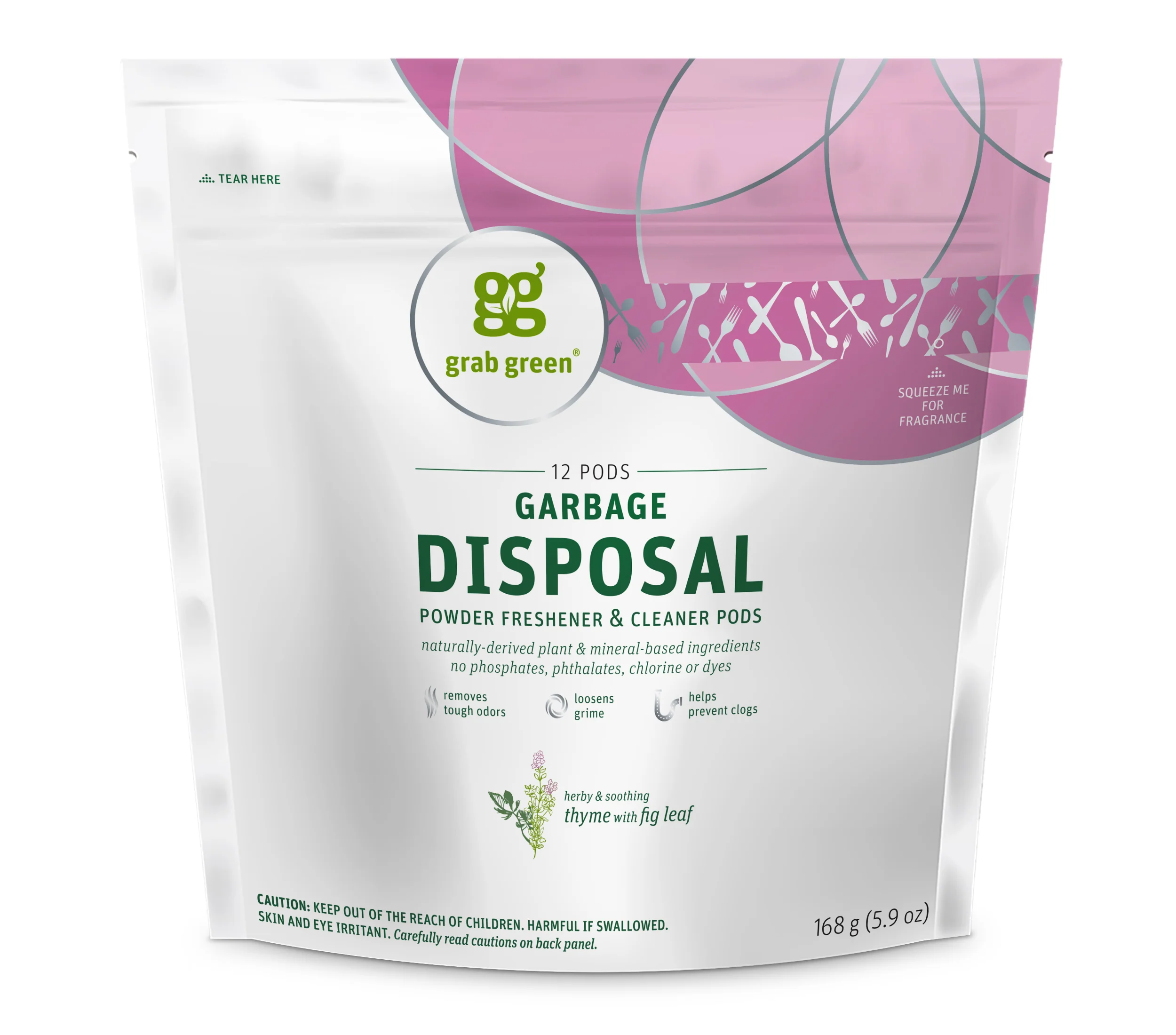 Natural grab green Garbage Disposal Freshener Cleaner Pods - Thyme with Fig Leaf Next-Generation
