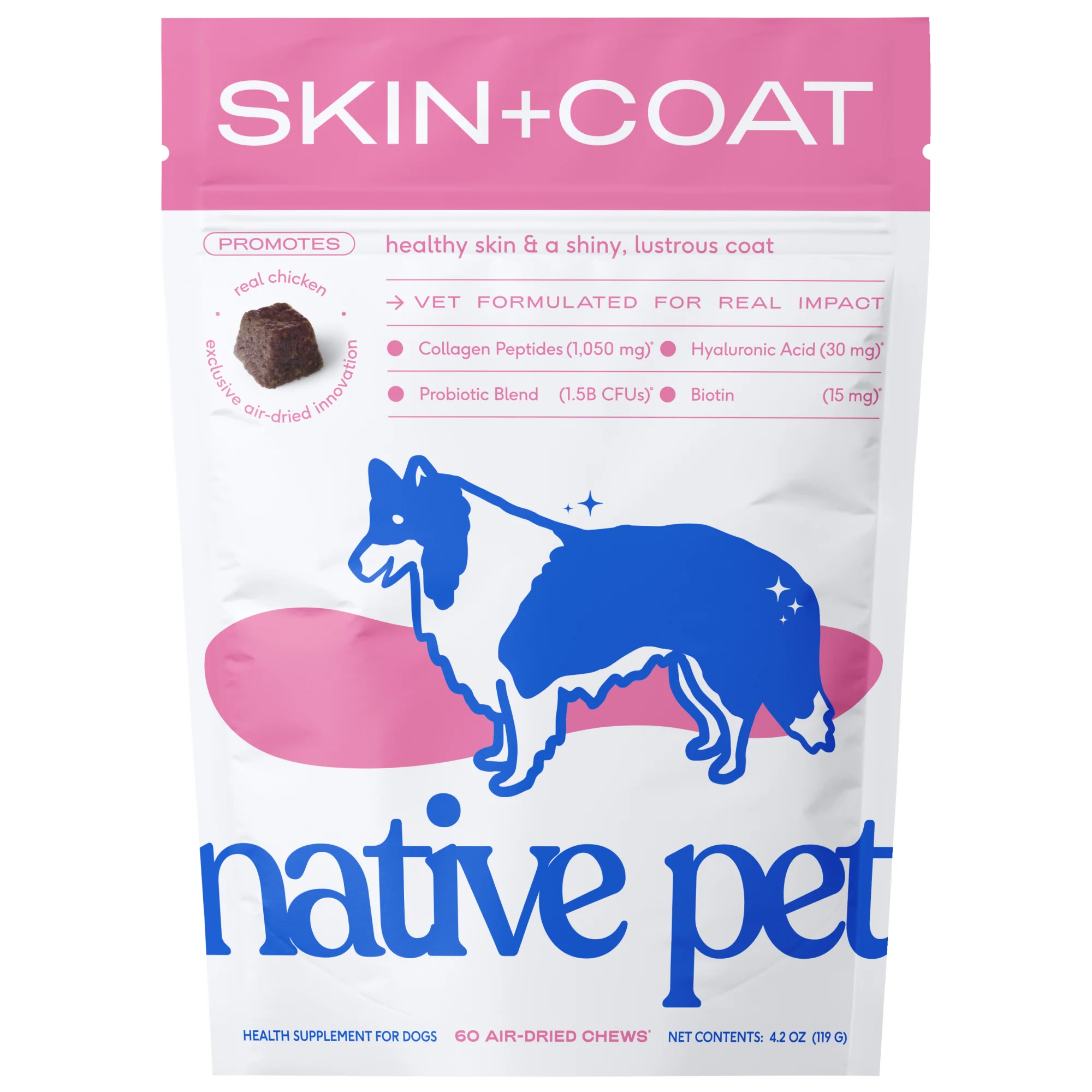 Fashionable Native Pet Skin and Coat Chews Supplement for Dogs Enhanced