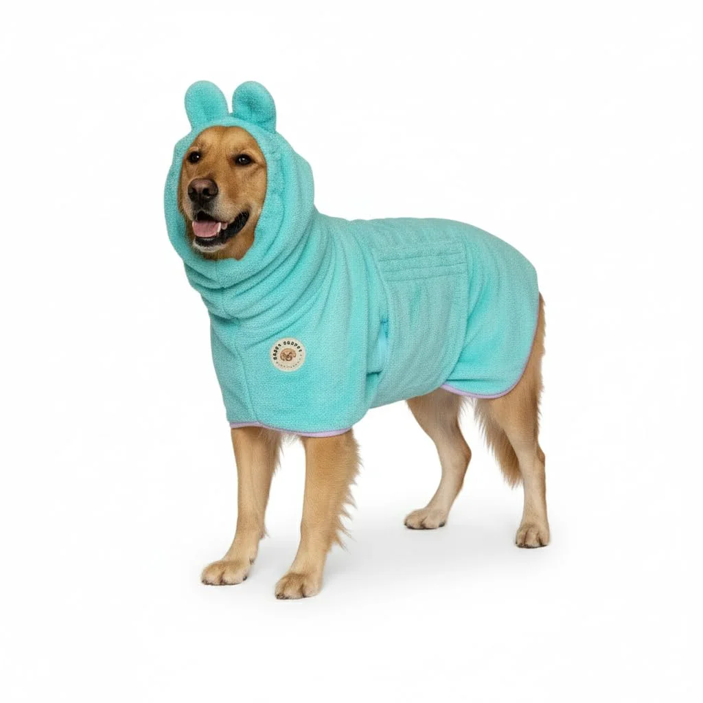 Modern DERPYCHAPPY Premium Dog Towel Robe – Ultra-Absorbent Microfiber Made in Korea Mint XL Enhanced