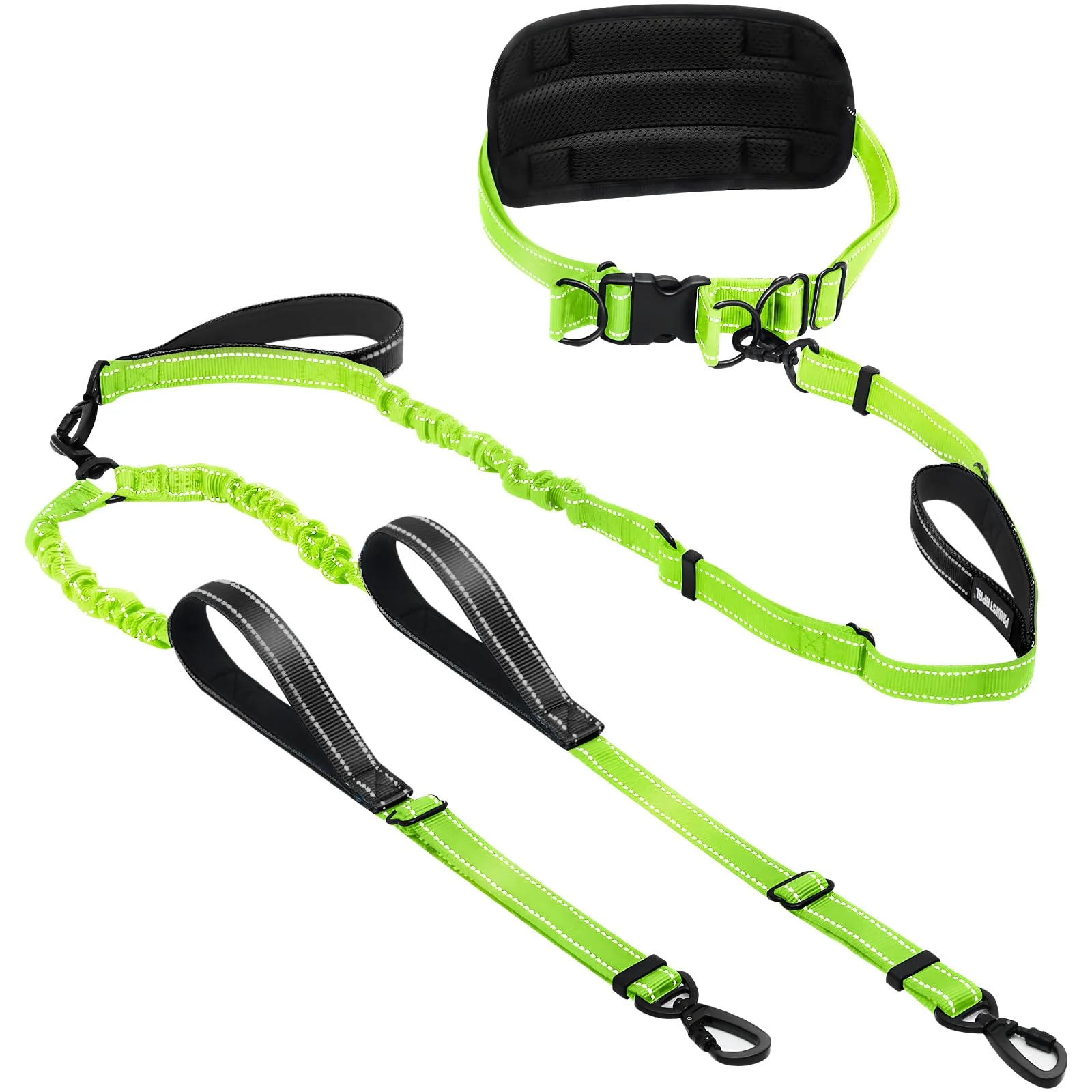 Superior PawistaPal Hands Dog Leash for 2 Large Dogs — 6-8 ft No-Tangle Heavy Duty Waist Bungee Leash 50-120 lbs Excellent