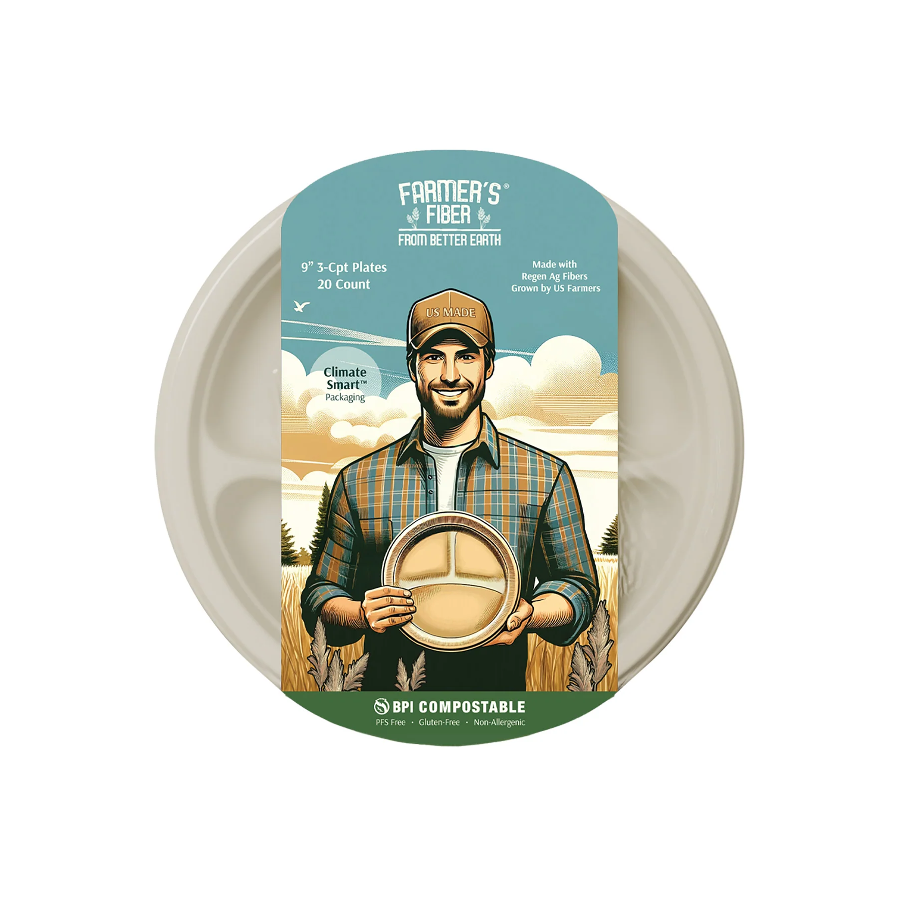 Convenient Better Earth 9 3 Comp Farmer's Fiber Collection Round Plate Durable