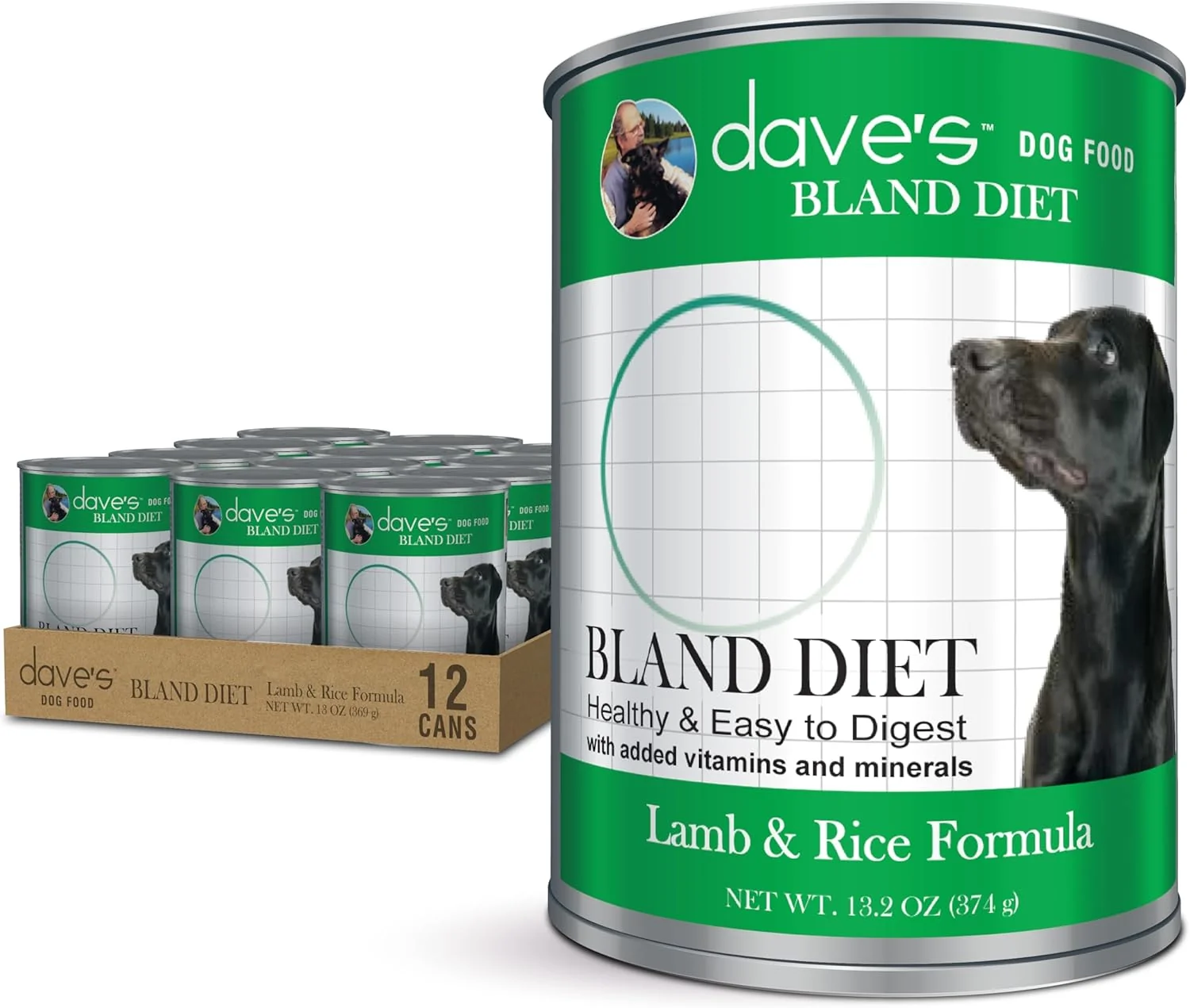 Elegant Dave's Pet Food Bland Dog Food Lamb Rice Canned Wet Dog Food for Sensitive Stomachs Gluten- Digestive Care 13.2 oz Case of 12 Exclusive
