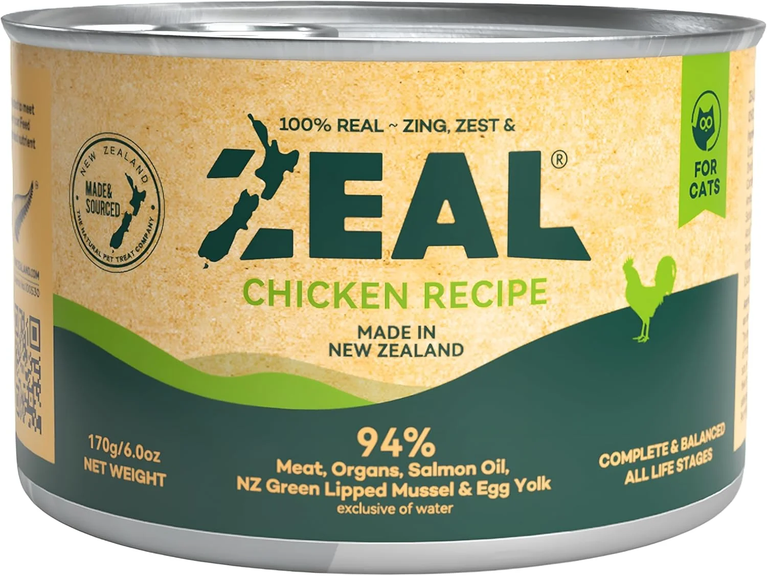 Reliable ZEAL New Zealand Wet Cat Food – High Protein Grain- with Superfoods Chicken 6oz Can 12-Pack Healthy