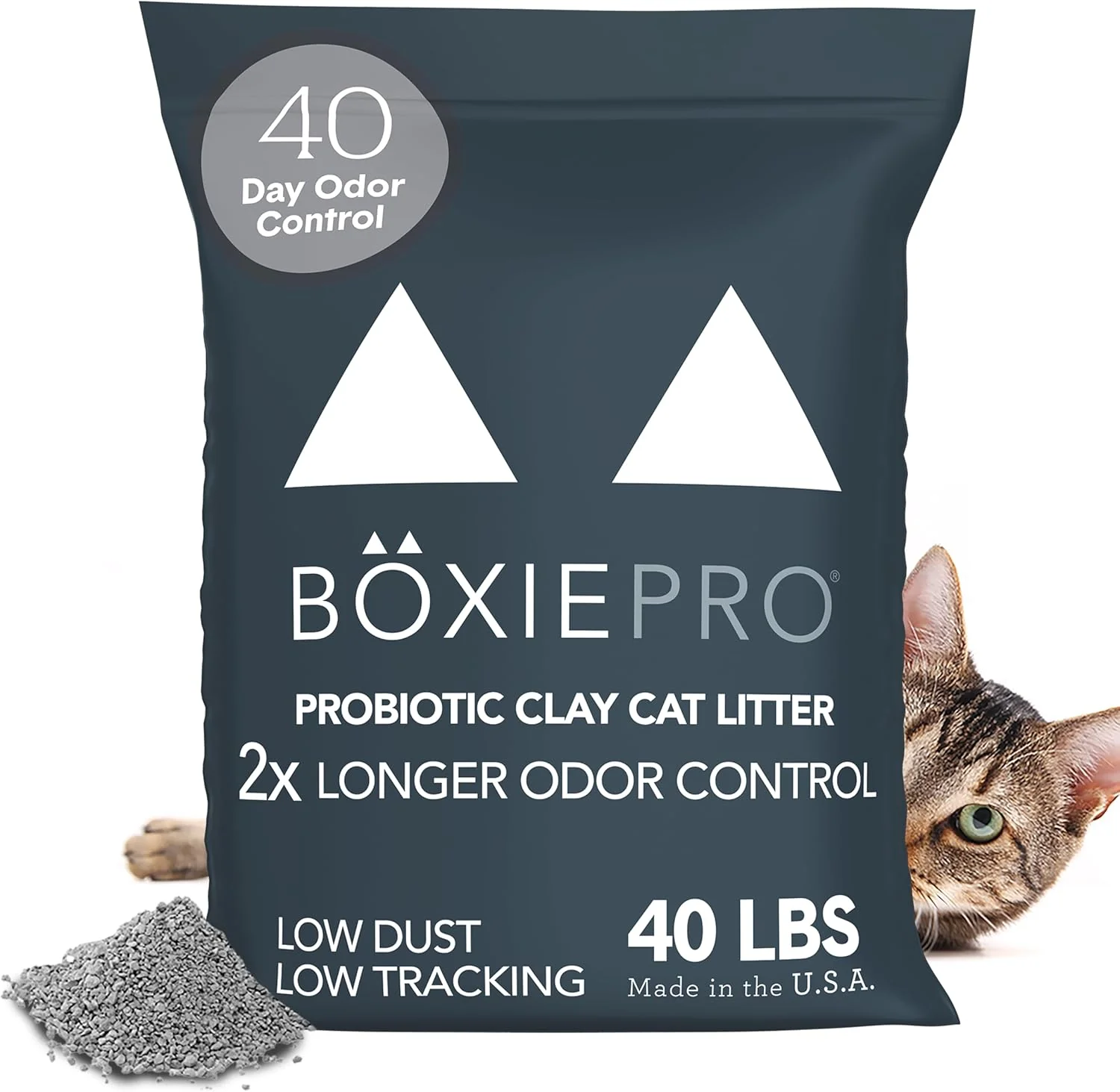Reliable Boxie® Probiotic Cat Litter 40 Day Natural Odor Control 40lb Clumping Kitty Litter Clay Efficient