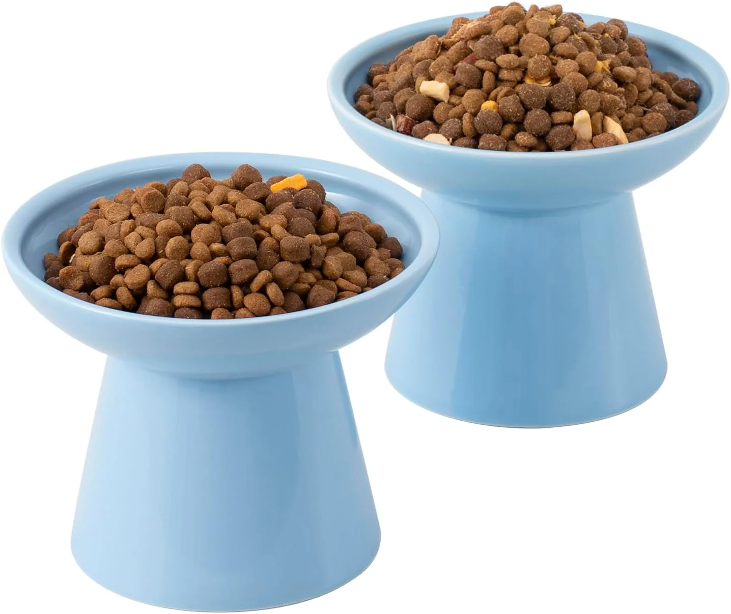 Premium Extra Wide d Ceramic Cat Bowl 6.2 Shallow Dish for Whisker Fatigue Relief 5 Height for Easy Feeding Durable Raised Cat Food Bowls Pack of 2 Blue Outstanding