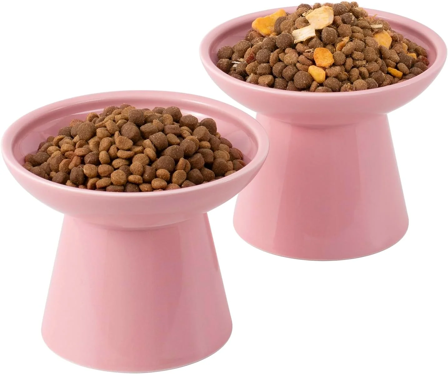 Exclusive Extra Wide d Ceramic Cat Bowl 6.2 Shallow Dish for Whisker Fatigue Relief 5 Height for Easy Feeding Durable Raised Cat Food Bowls Pack of 2 Pink Versatile