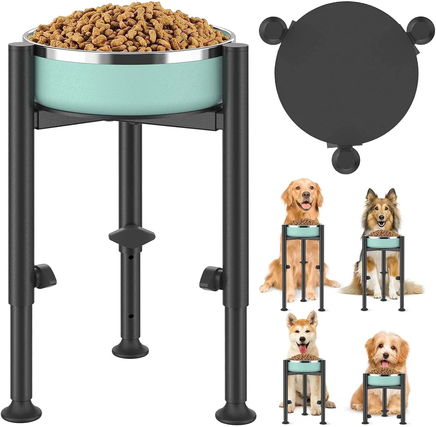 First-Class Adjustable Dog Bowls d Stand- 4 Heights Wide 6-10 -Oppro Metal Raised Tall Single Dog Food Bowl Stands Holder Upgrade Lifted Water Feeder with Tray for Medium Large Small Breed Black Innovative