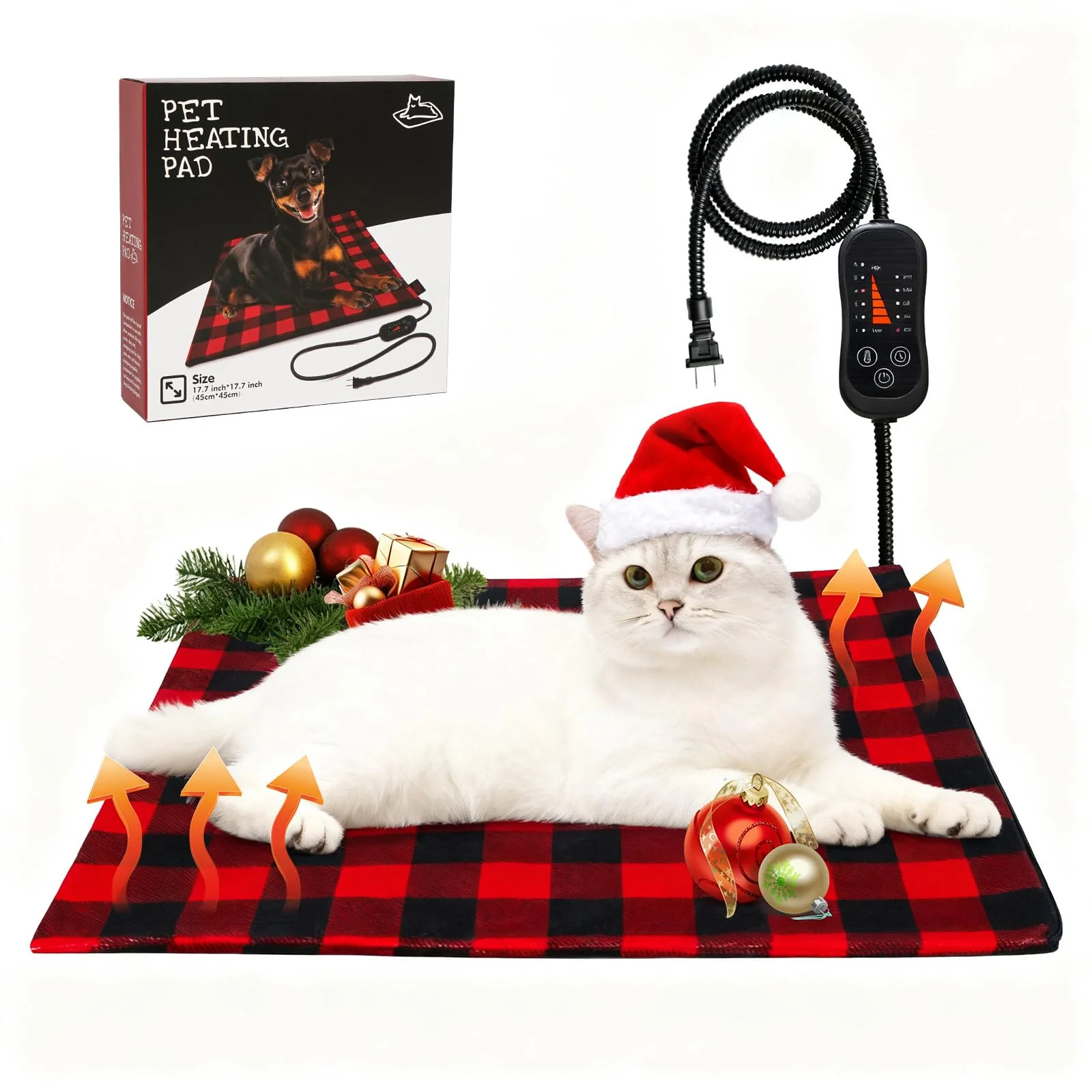 Natural Lepawit Pet Heating Pad Adjustable Temperature Cat Dog Bed with Timer 17.7x17.7in Waterproof Fashionable