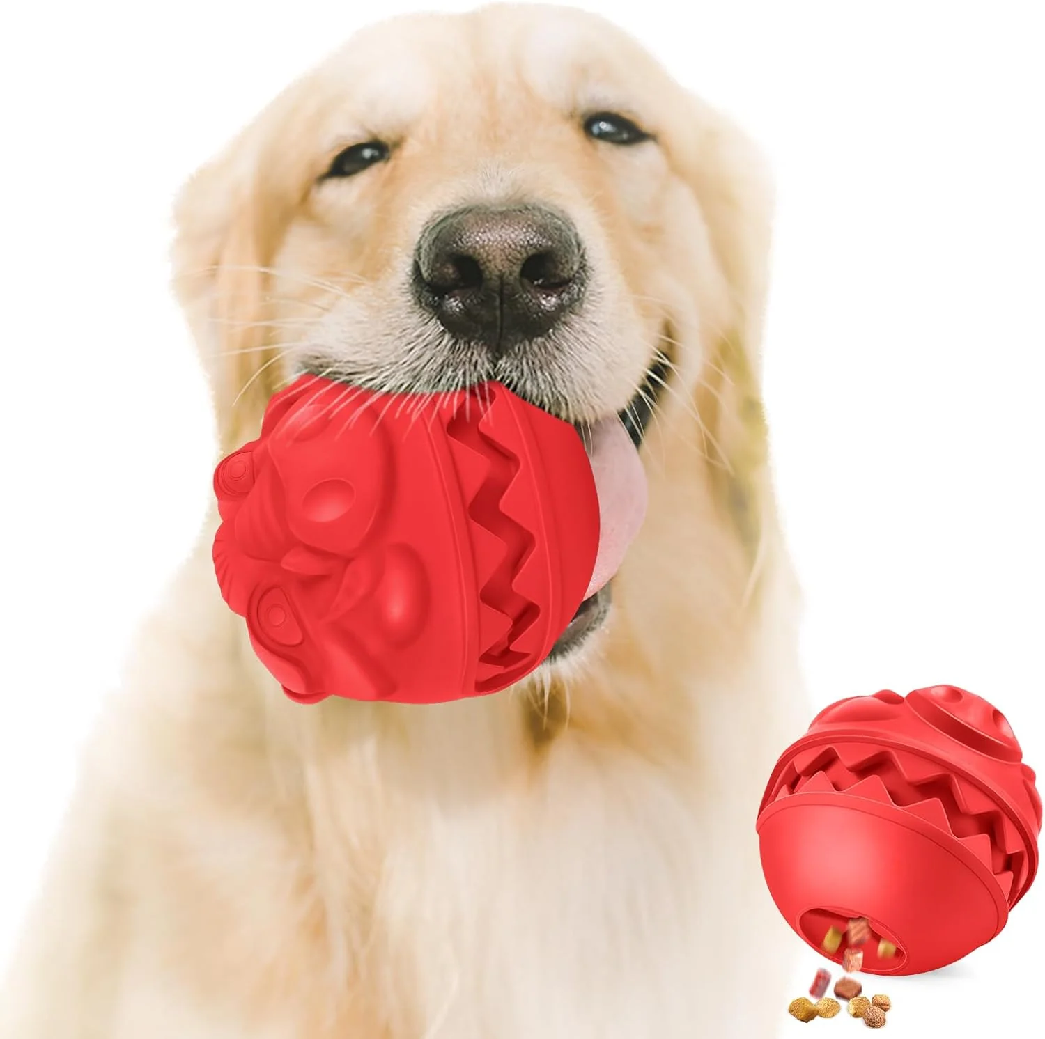 Premium Material Rubber Treat Dispensing Dog Toys Indestructible Dog Ball for Aggressive Chewers Interactive Treat Toy for Boredom to Keep Them Busy Large Aggressive Chew Dispensing Ball Contemporary