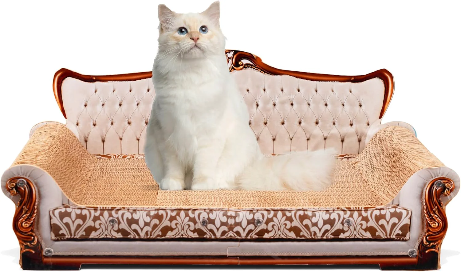 Green Scratching Sofa Couch Shaped Thick Scratching Cardboard Lounge Bed for Indoor Rest Play Sofa Scratcher Pad Silver 27.6 L X 12.4 W X 11.8 H Authentic