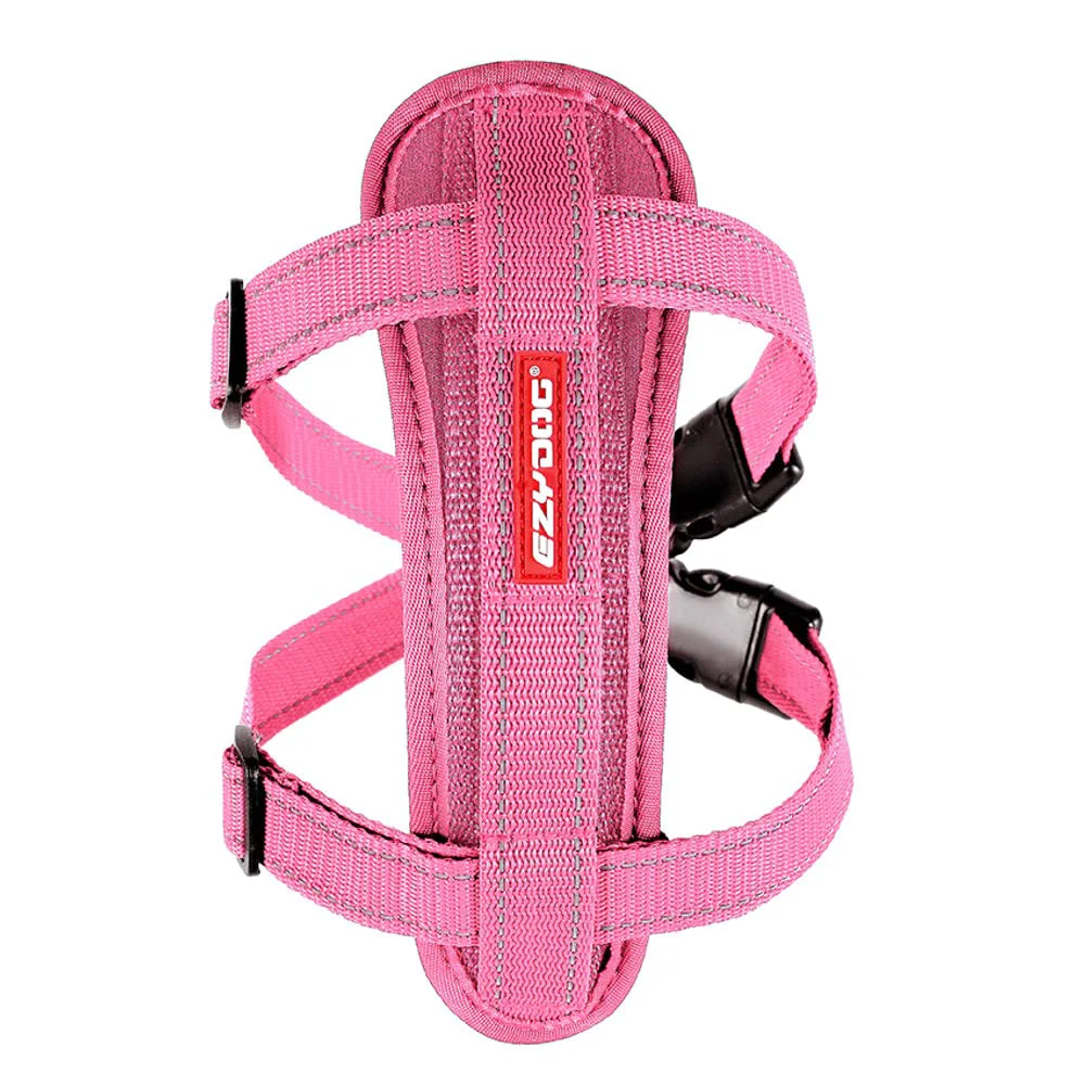 Fast EzyDog Chest Plate No Pull Harness – Escape-Proof Reflective Comfortable Padding Large Pink Car Restraint Included Smooth