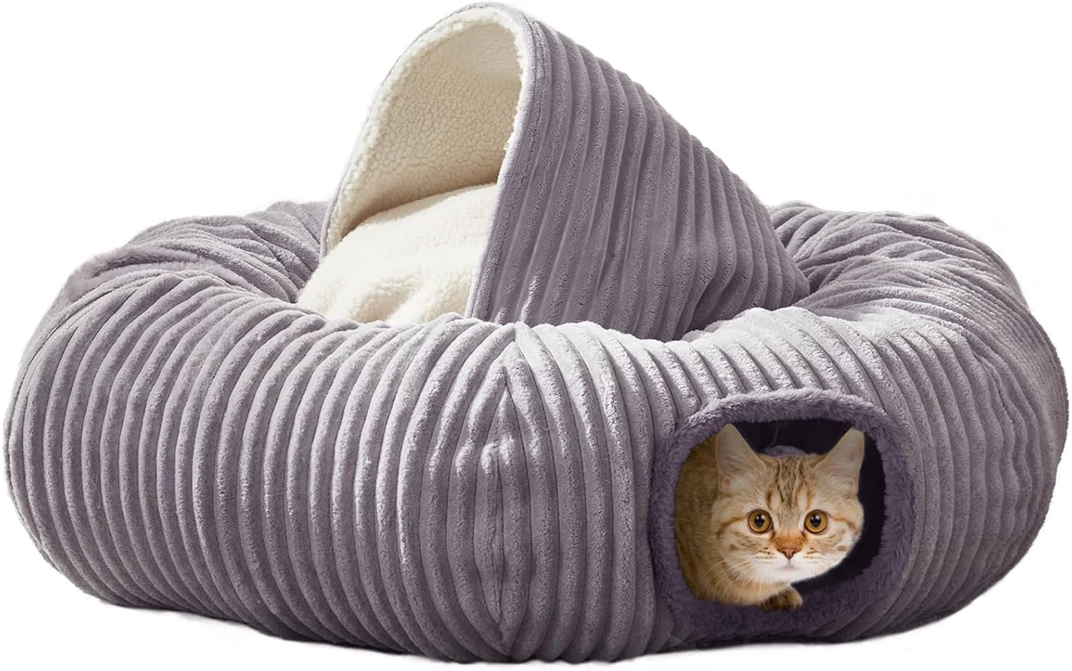 Elite Large Cat Tunnel Bed for Indoor Cats Cat Donut Tunnel Toy with Washable Circle Cushion Blackout Tent Multifunctional Playground Toys Hideplace for Kitty Kitten Rabbit Ferret Modern
