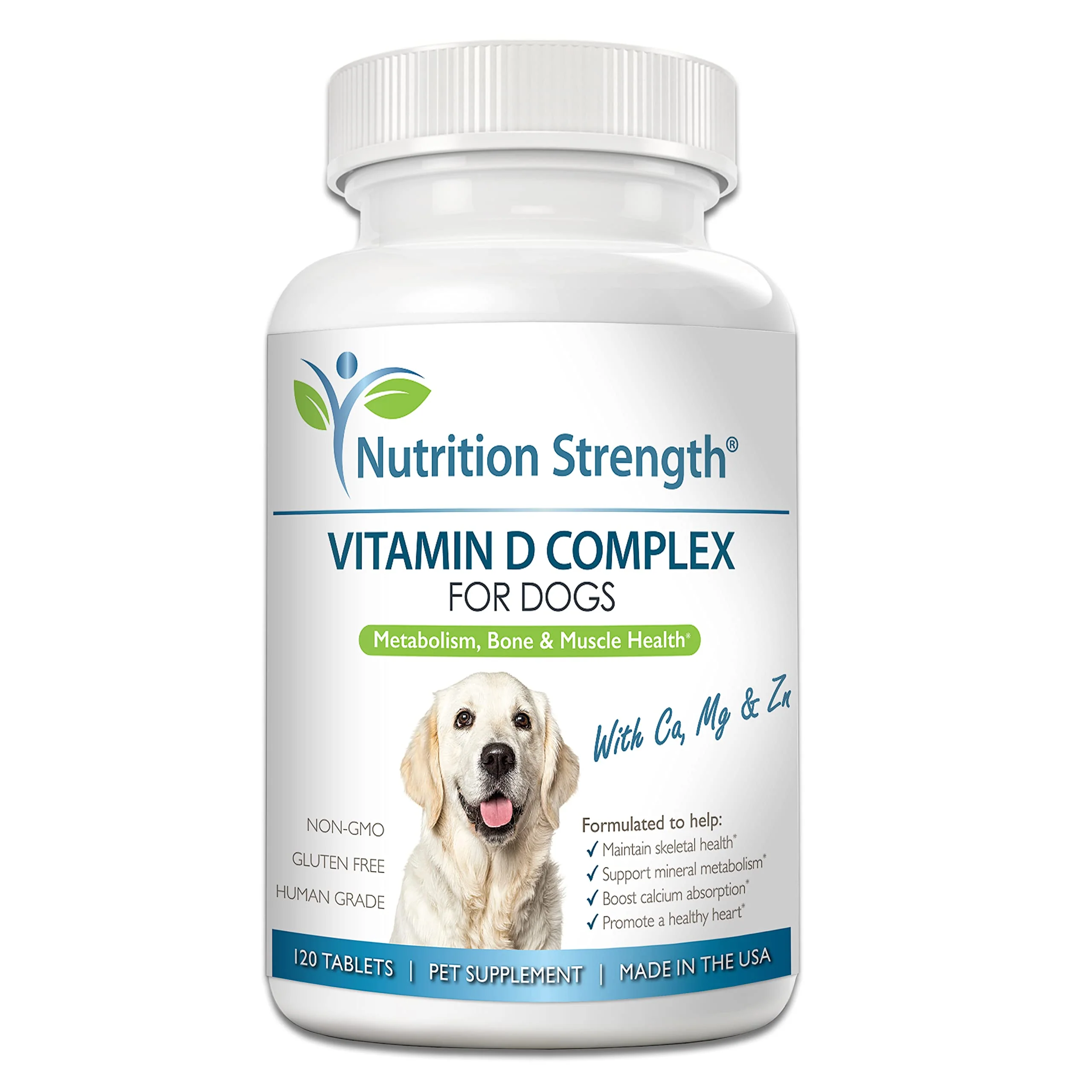 Quality Nutrition Strength Vitamin D for Dogs with Calcium Magnesium Zinc – Strong Teeth Bones Immune Support 120 Chewable Tablets Powerful
