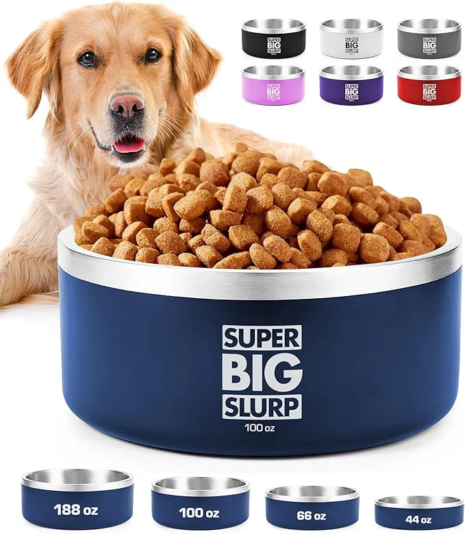 Refined Tuff Pupper 100 oz Heavy Duty Insulated Stainless Steel Dog Bowl for Large Dogs Non-Slip Base Dishwasher SafeAbout ThisOverview Natural