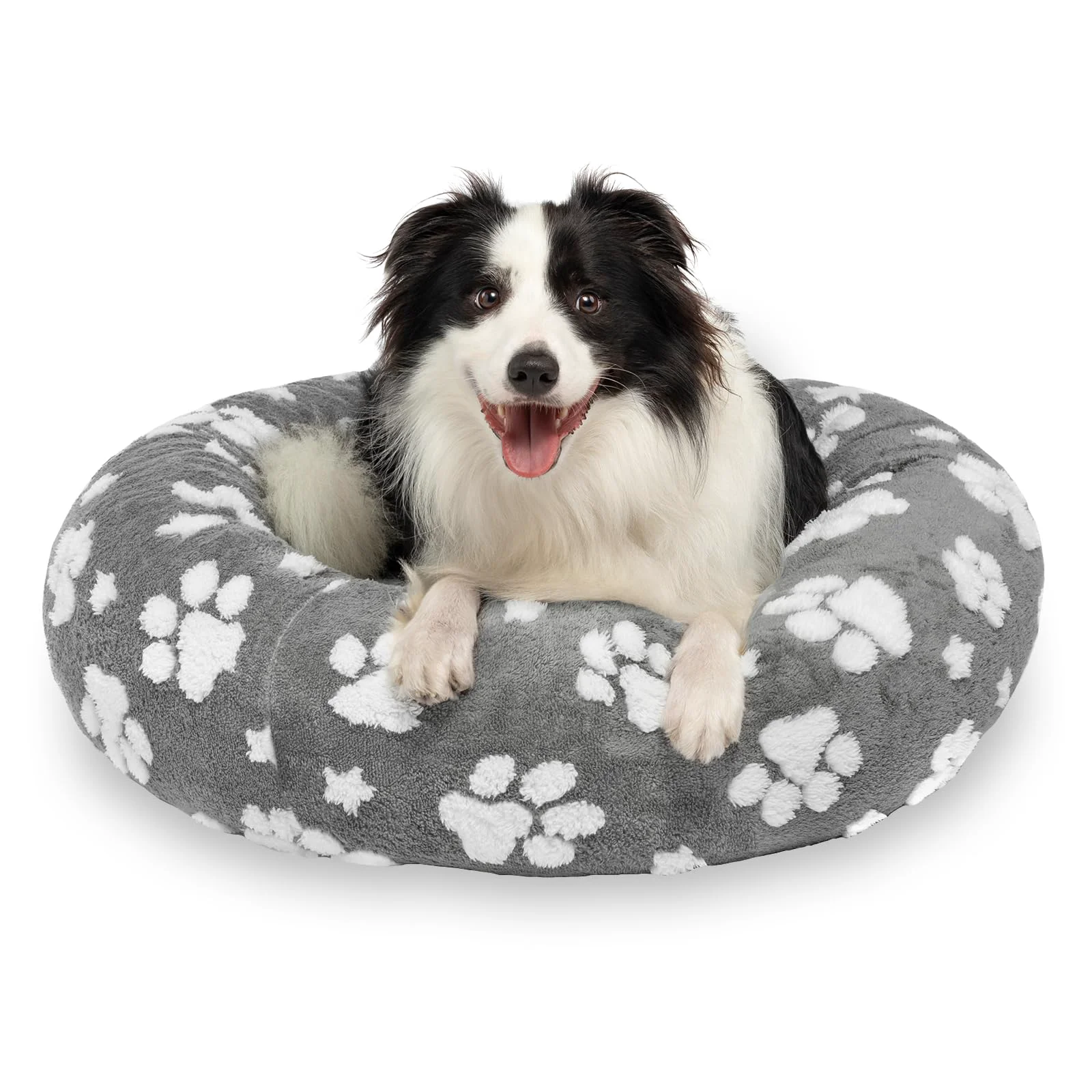 Fine Yaning Donut Bed for Medium Dogs and Calming Cat Bed Grey 30-inch Exclusive