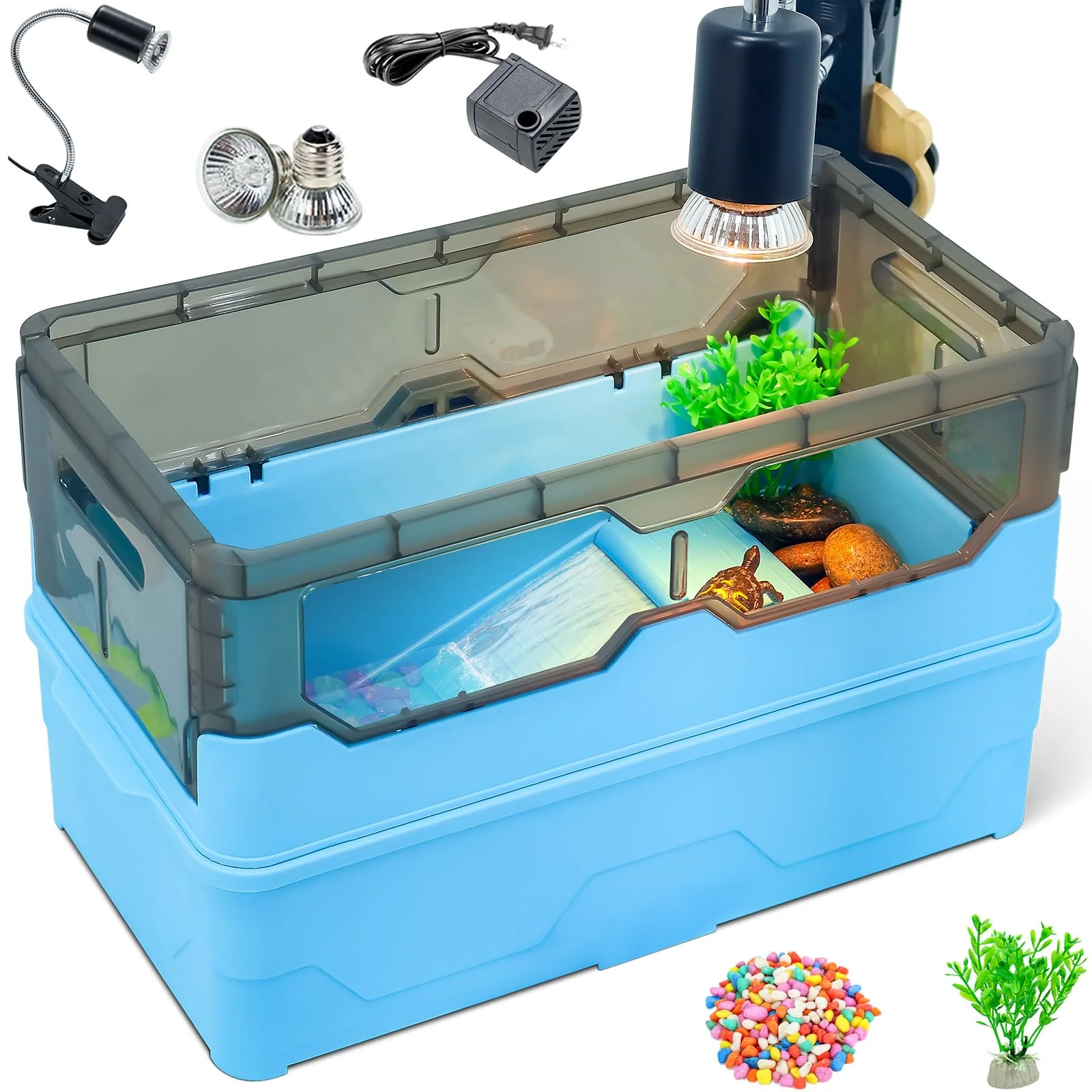 Reliable RunDuck Turtle Habitat Tank Kit – Fresh Filtration Waterplay Heating Blue Medium Functional