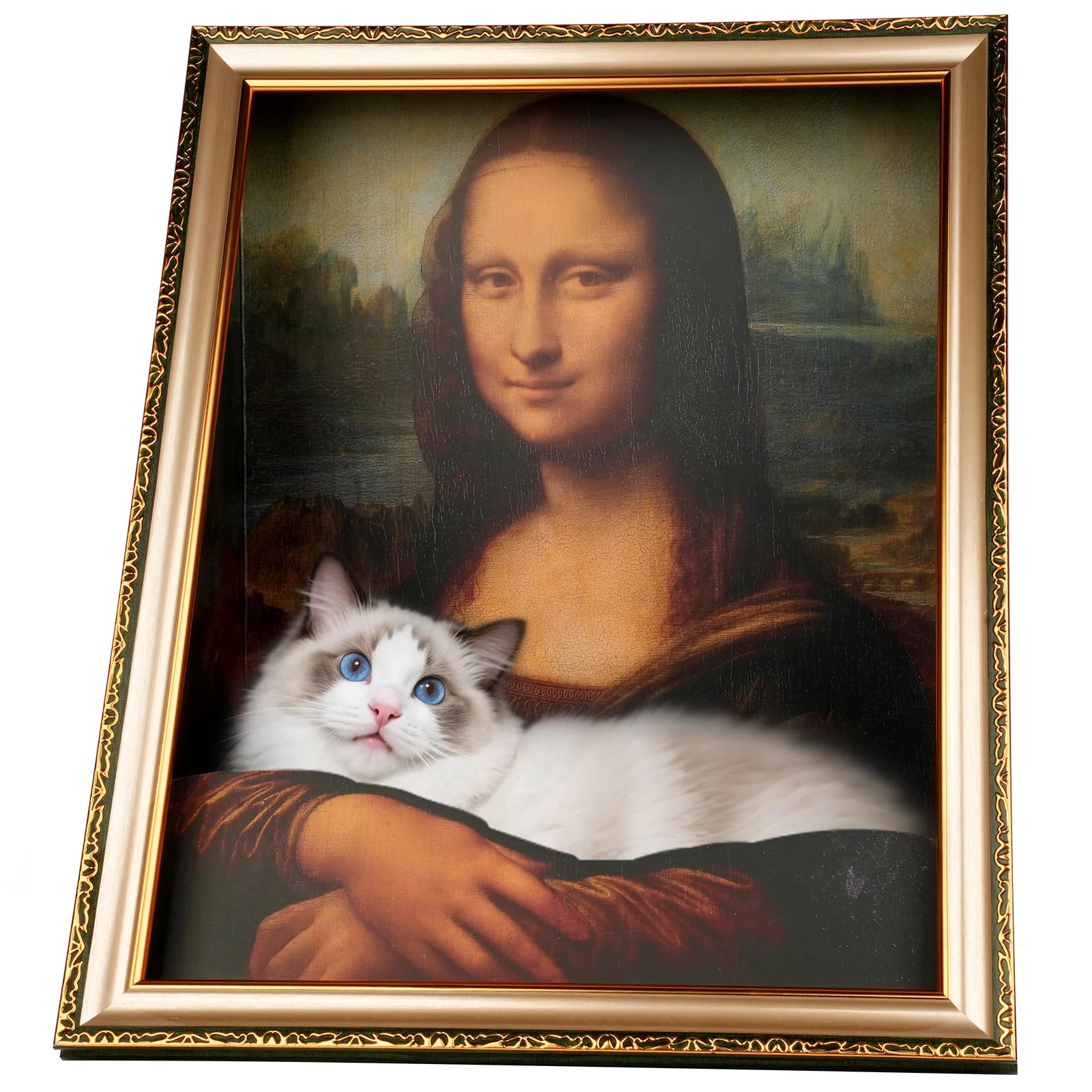 Reusable Oxfraki Mona Lisa 3-in-1 Cat Bed Scratcher Home Decor Cardboard Cat House Environmentally Friendly