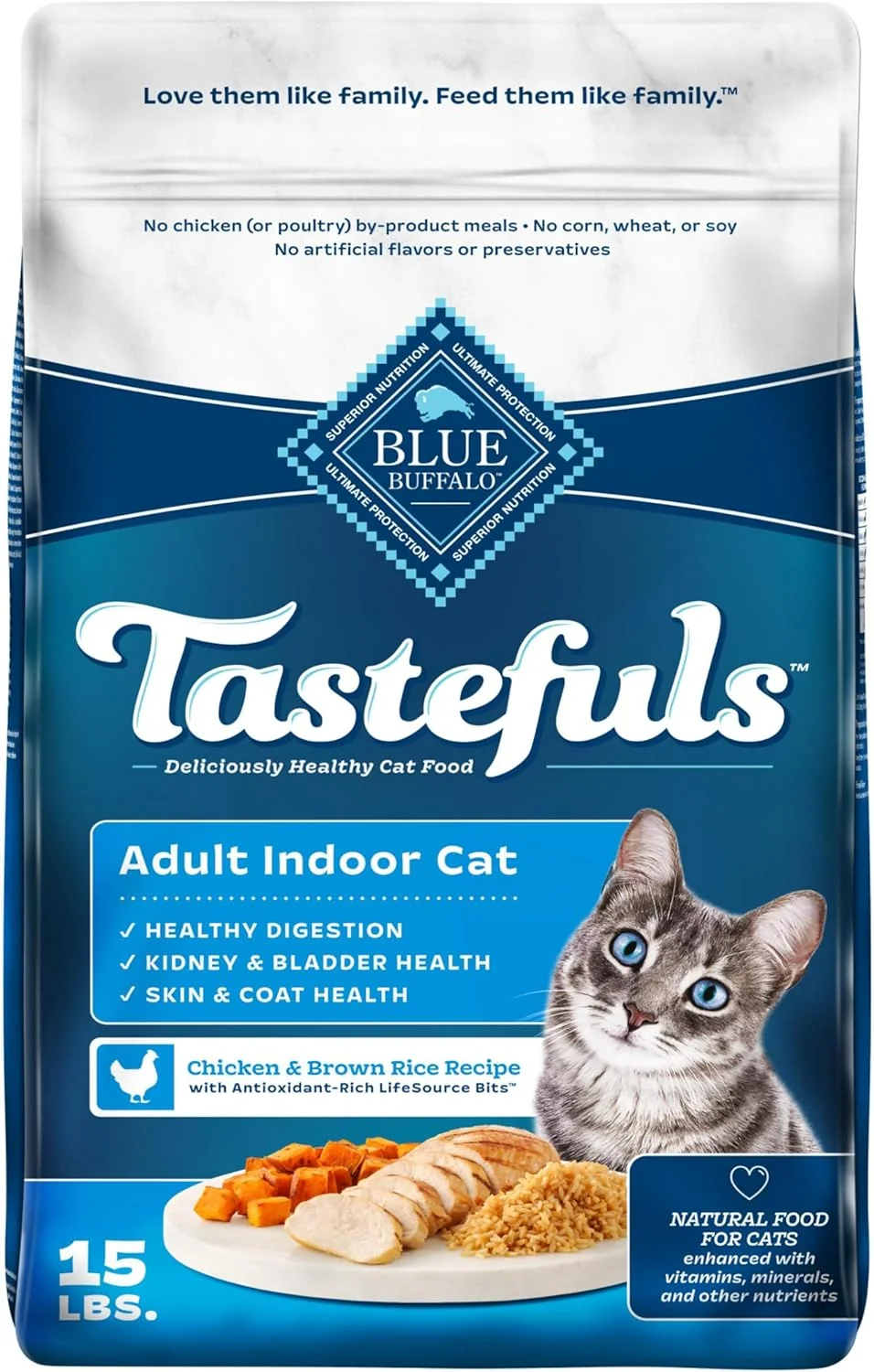 Outstanding Blue Buffalo Tastefuls Natural Dry Food for Adult Indoor Cats Chicken Brown Rice Recipe 15-lb. Bag Unique