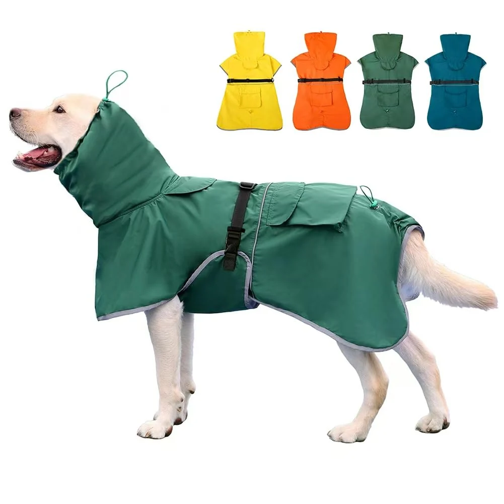 Clean KOOGAL Waterproof Dog Raincoat with Reflective Trim for Medium Large Dogs Green 7XL Secure