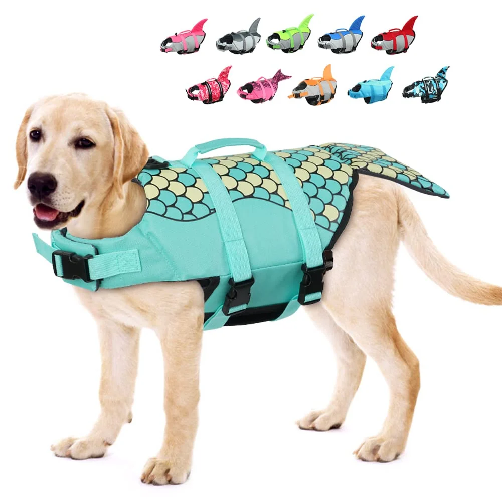 Innovative EMUST Dog Life Vest Green – High Buoyancy Swim Vest with Lift Handle for Small Medium Dogs Stylish