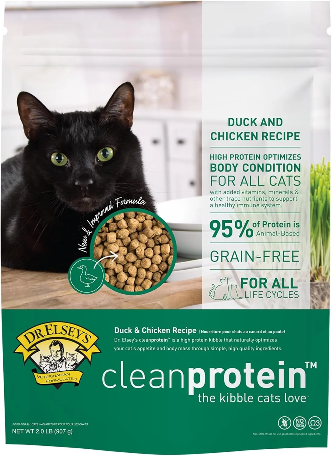 Organic Dr. Elsey's cleanprotein Duck Cat Kibble 2lb. Artisan