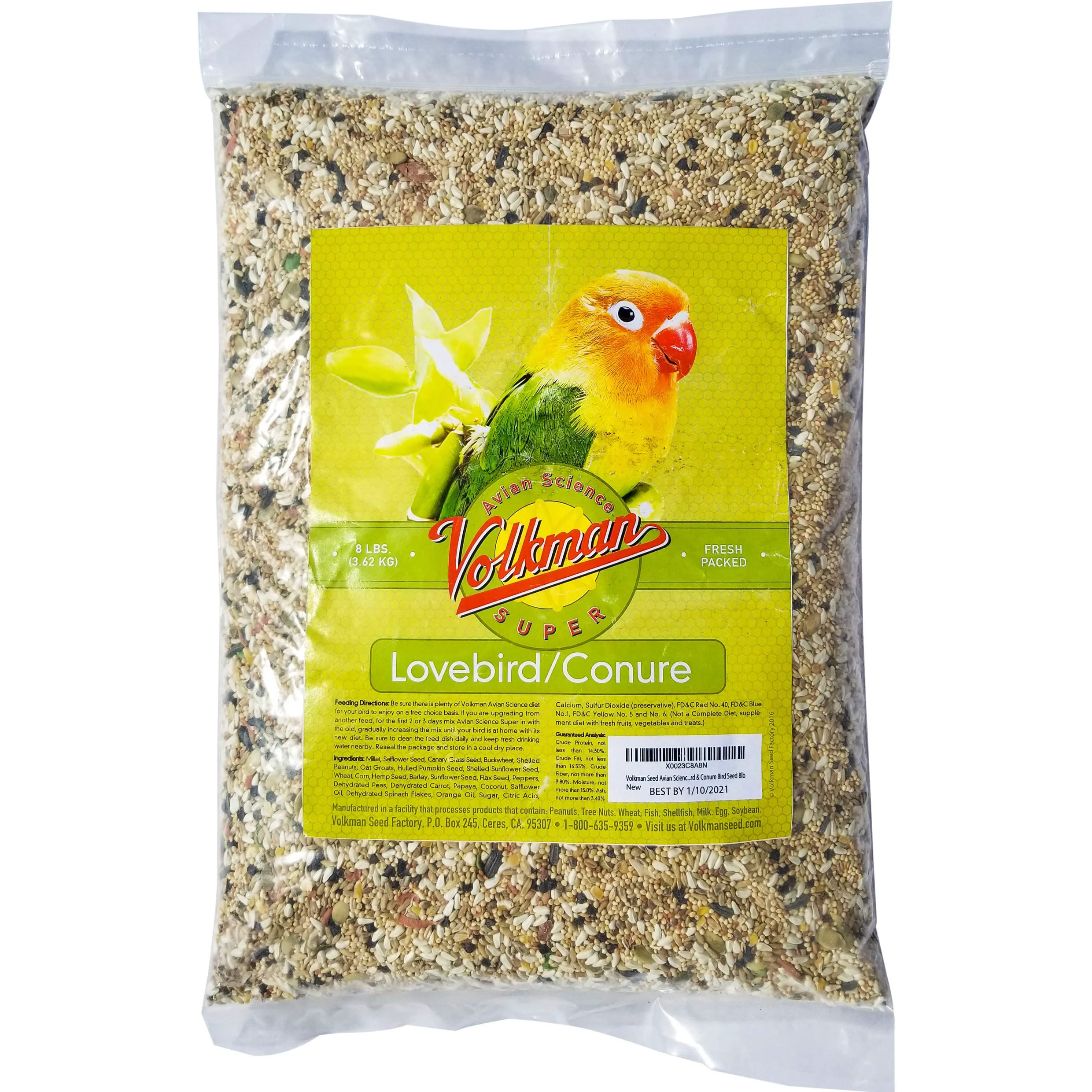 Long-Lasting Volkman Seed Avian Science Lovebird Conure Bird Seed 8 lb – Balanced Daily Diet for Small Parrots Specialty