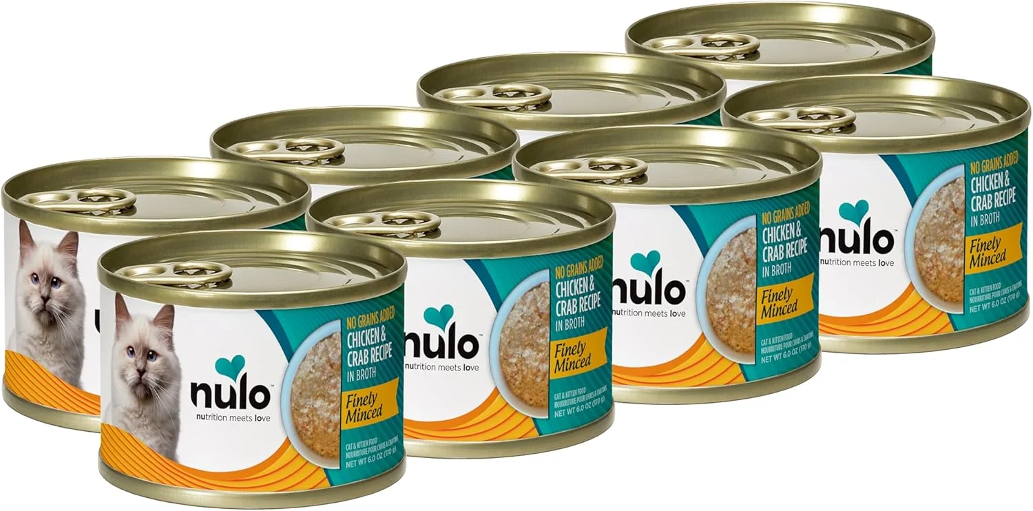 Powerful Nulo Finely Minced Chicken Crab Flavor Wet Canned Cat Food 6.0 Ounce Pack of 8 Safe