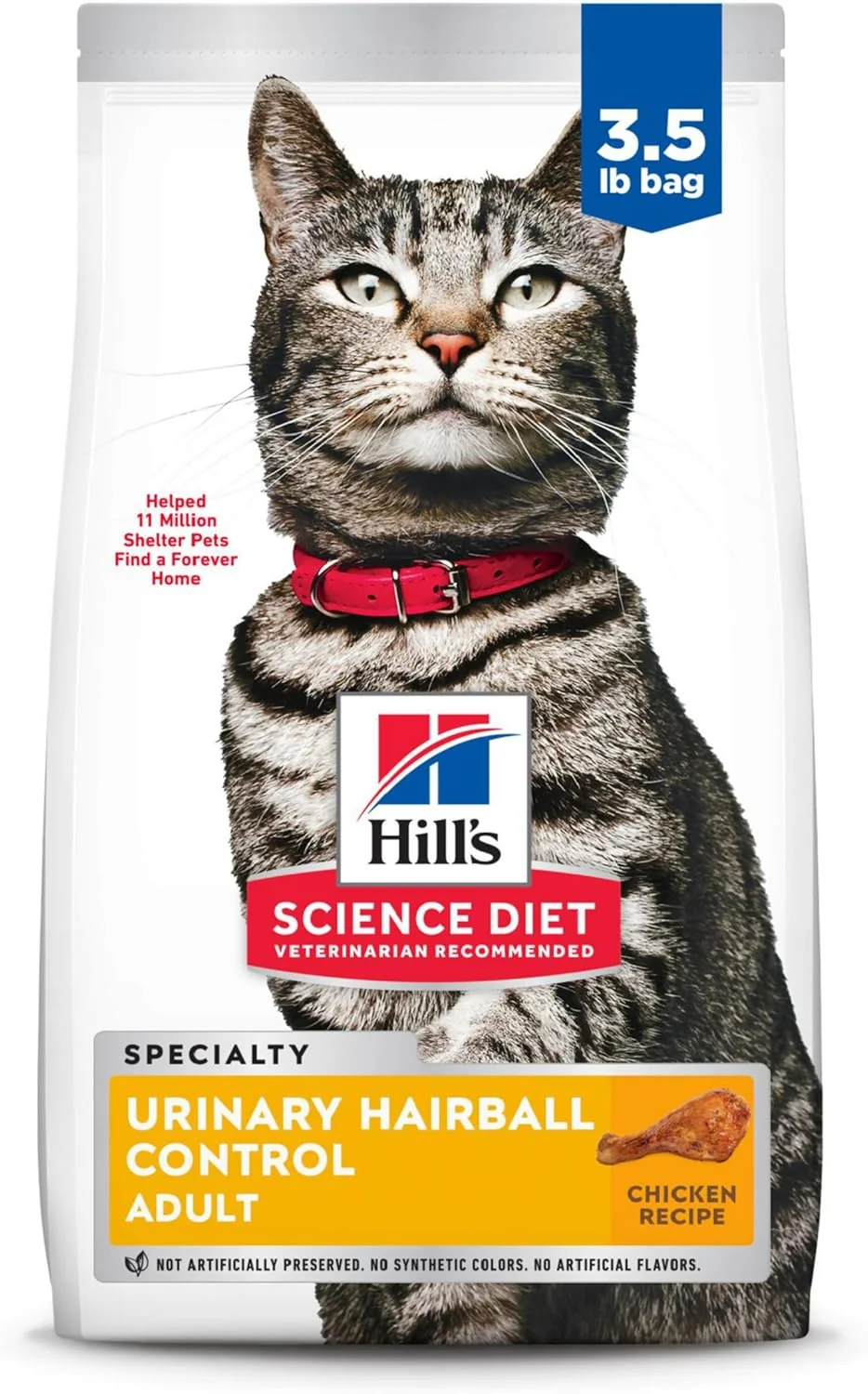 Fine Crafted Hill's Science Diet Urinary Hariball Control Adult 1-6 Urinary Track Health Hairball Control Support Dry Cat Food Chicken Recipe 3.5 lb Bag Comfortable