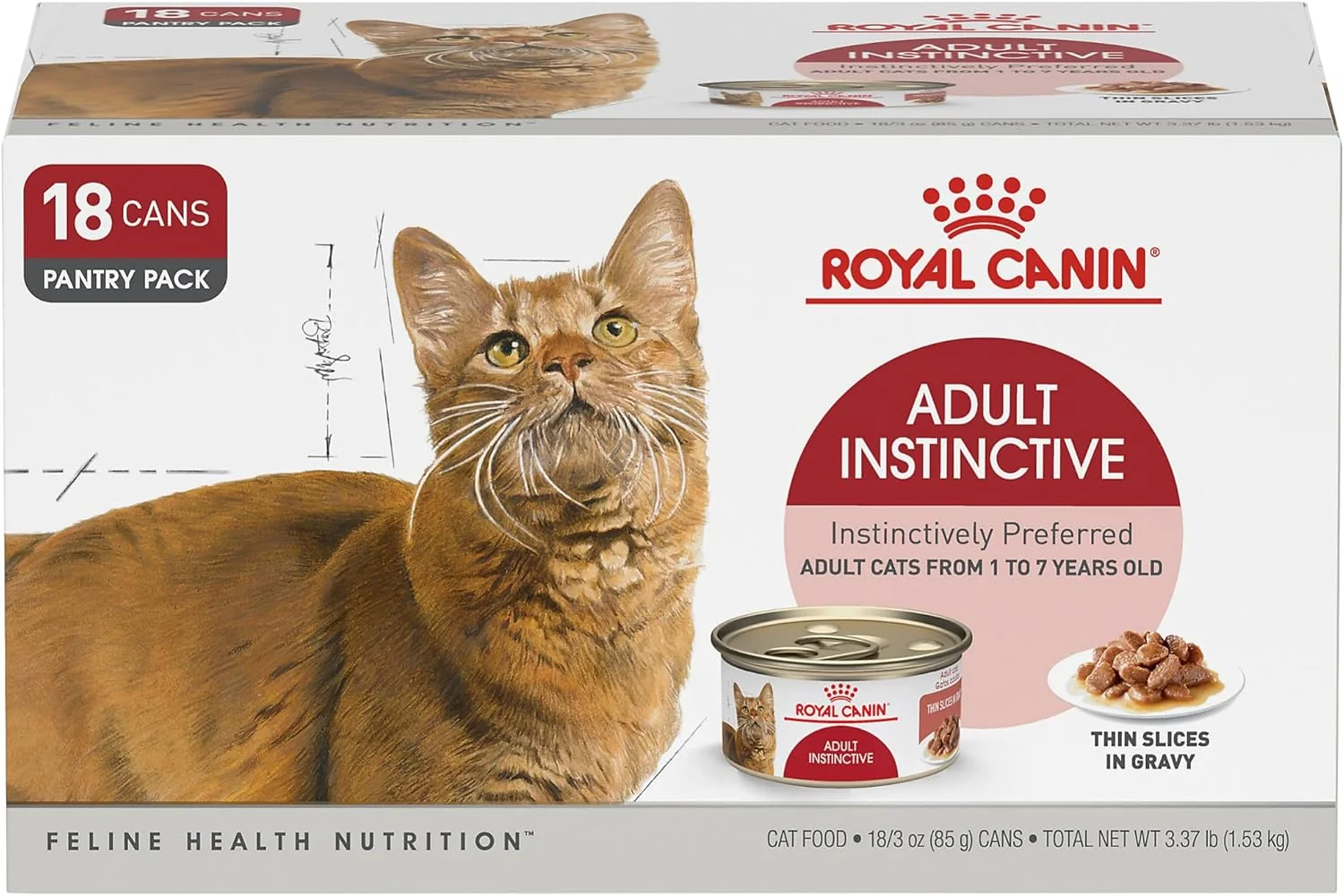 Exclusive Royal Canin® Feline Health Nutrition™ Adult Instinctive Thin Slices In Gravy Canned Cat Food 3 oz can 18-count Sustainable