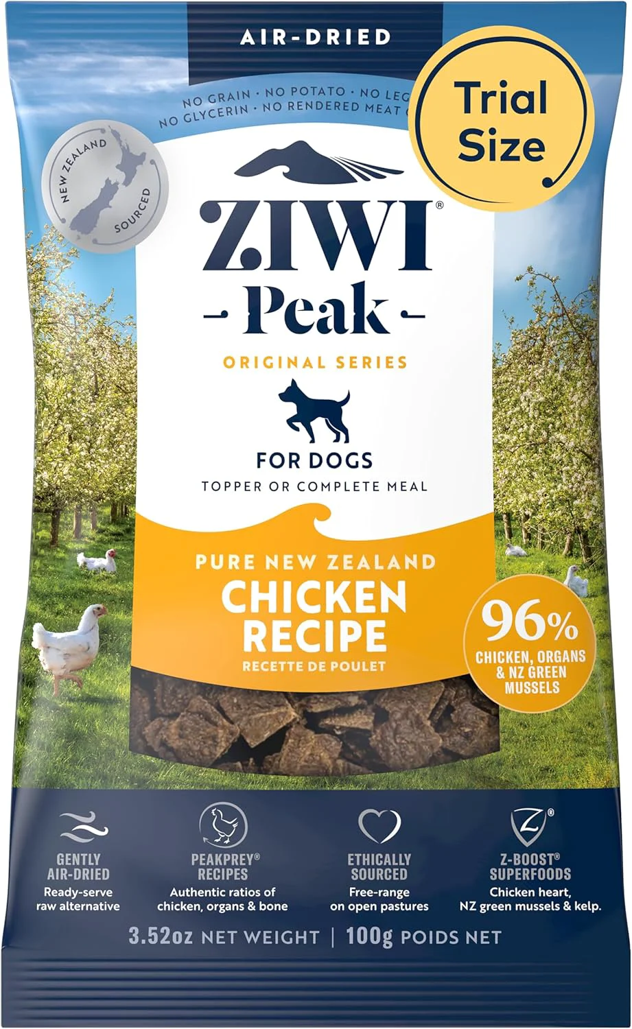 Smooth ZIWI Peak Air-Dried Dog Food – Chicken - All Natural High Protein Grain Limited Ingredient w Superfoods 3.5oz Functional