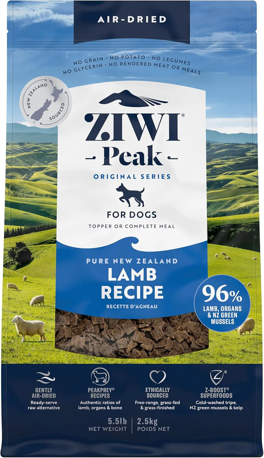 Green ZIWI Peak Air-Dried Dog Food – Lamb - All Natural High Protein Grain Limited Ingredient w Superfoods 88oz Elite