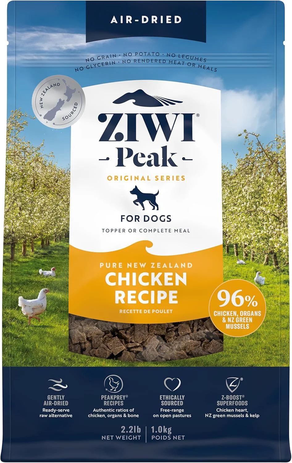 High-End ZIWI Peak Air-Dried Dog Food – Chicken - All Natural High Protein Grain Limited Ingredient w Superfoods 35.2oz Elite