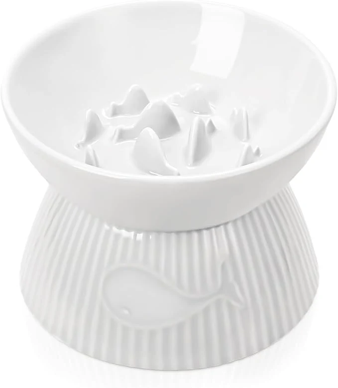 Recyclable Raised Cat Slow Feeder Ceramic Slow Feeder Cat Bowl Upgraded Ridges to Prevent Vomiting and Indigestion No Spill High Edge for Dry Wet Food Heavy and Stable Easy to Clean Pet BowlsAbout ThisOverview Fine Crafted