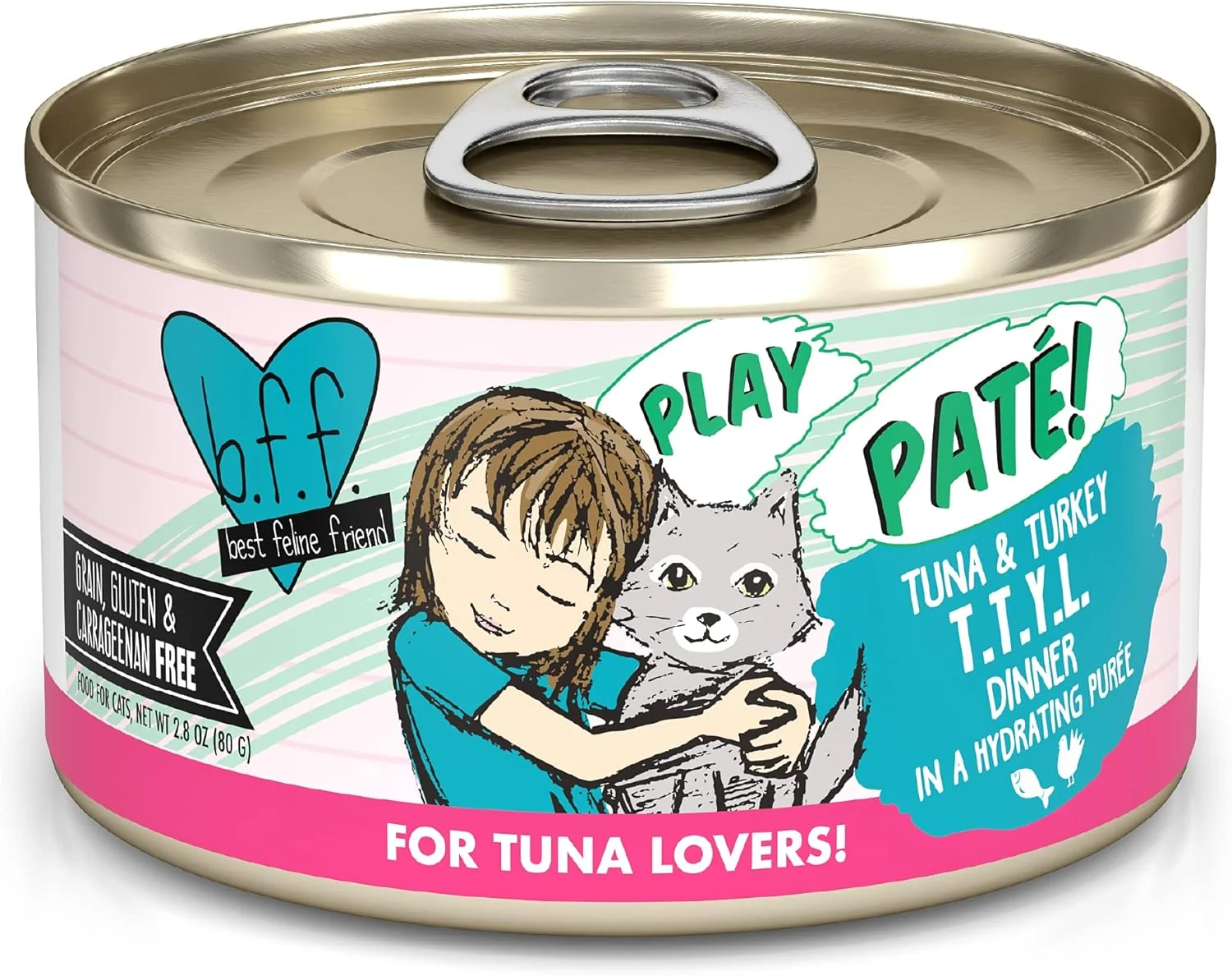 Relaxed Weruva B.F.F. Play - Feline Friend Paté Lovers Aw Yeah Tuna Turkey T.T.Y.L. with Tuna Turkey 2.8oz Can Pack of 12 Practical