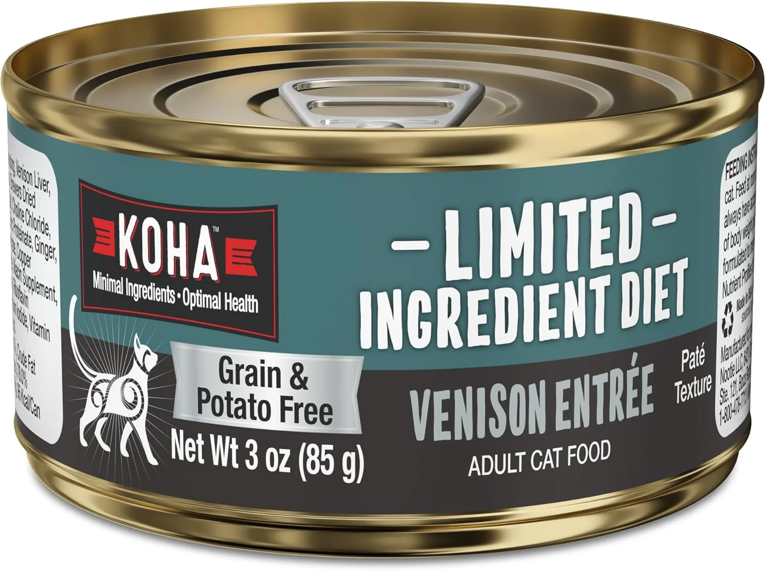 Premium KOHA Limited Ingredient Diet Venison Paté for Cats - Single Meat Cat Food for Sensitive Stomachs - Paté Venison Cat Food with No Fillers - 3 oz Pack of 24 Stylish