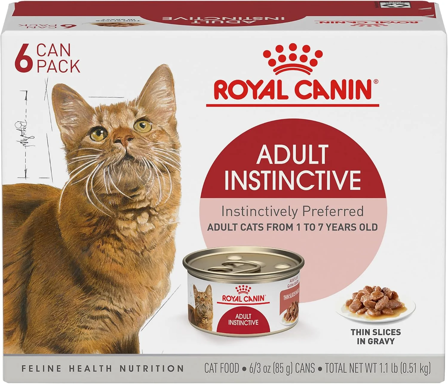Reusable Royal Canin Adult Instinctive Thin Slices in Gravy Wet Cat Food 3 oz. 6-Pack Consistent