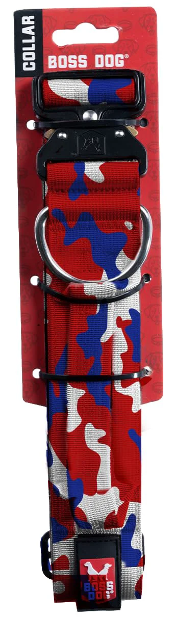 High-Performance Boss Dog Tactical Collar - Red White Blue Camo - X-Large Expertly Made