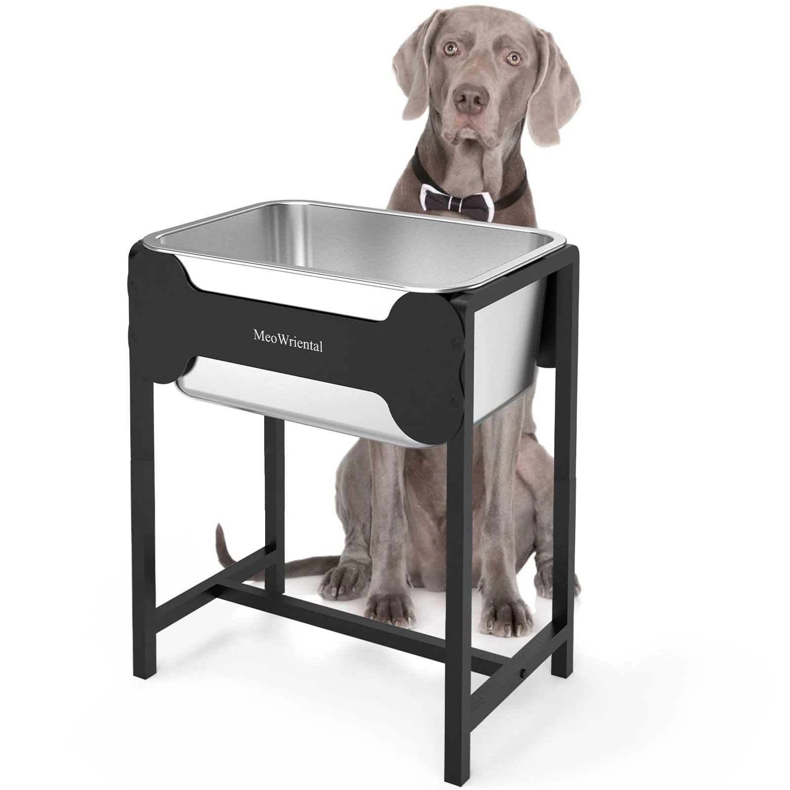 Minimalist MeoWriental 2.5 Gallon d Dog Water Bowl – 16.5 Inches Tall Full Metal Stand Flexible