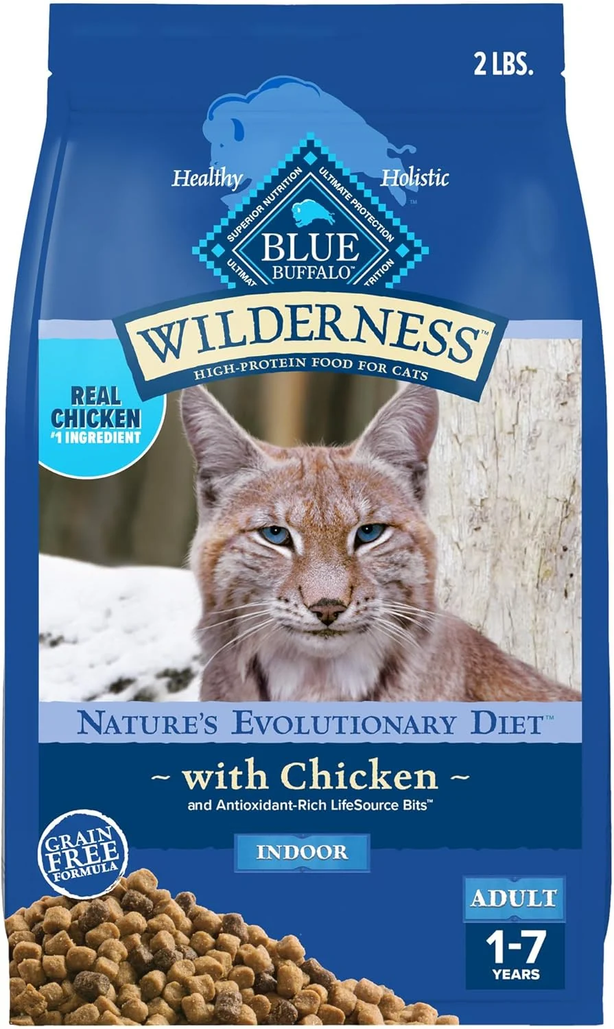 High-Grade Blue Buffalo Wilderness Nature's Evolutionary Diet High-Protein Grain- Natural Dry Food for Adult Cats Chicken 2-lb. Bag Smart