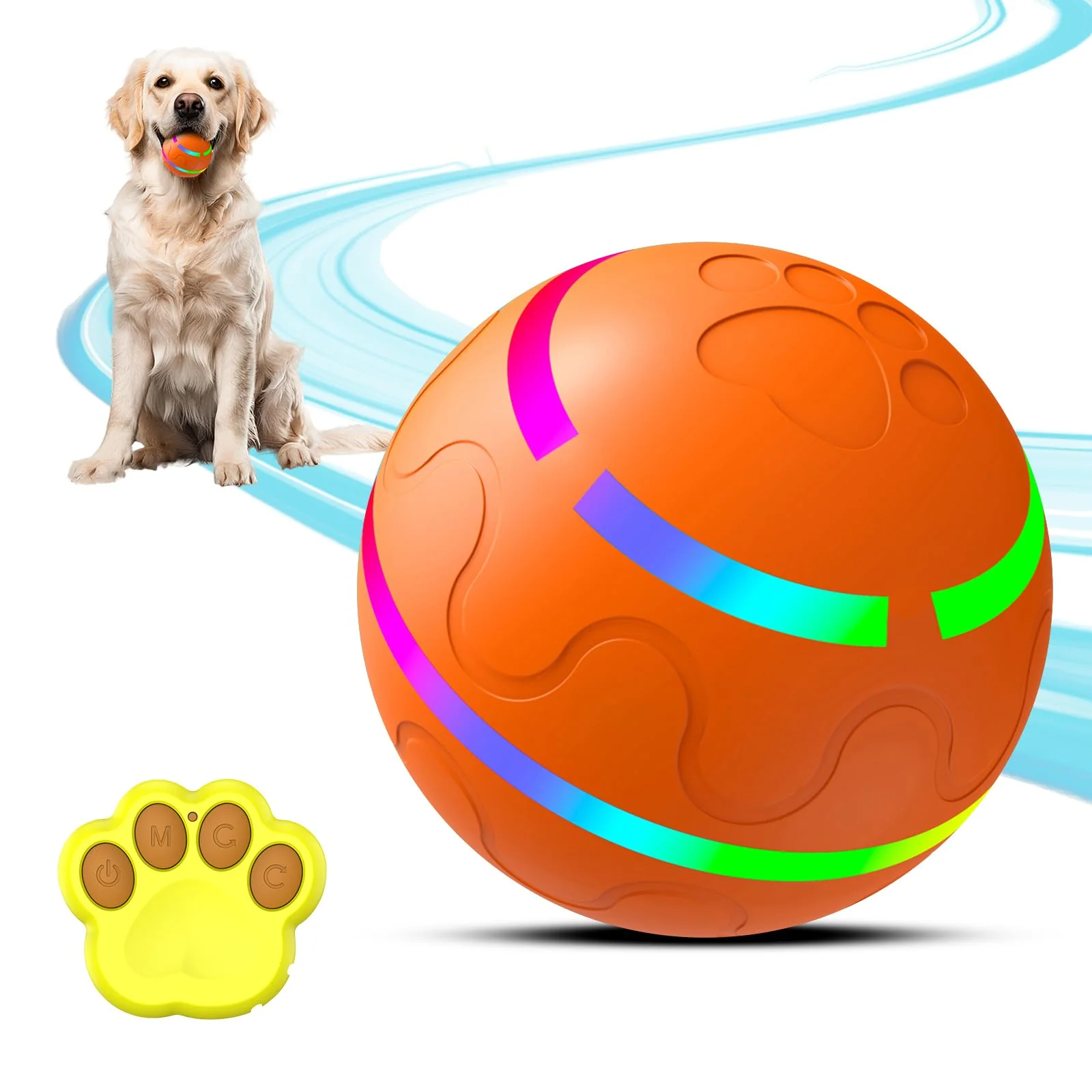 Reusable SUJF Smart Interactive Dog Ball - Remote Auto Modes for Medium Large Dogs Enhanced
