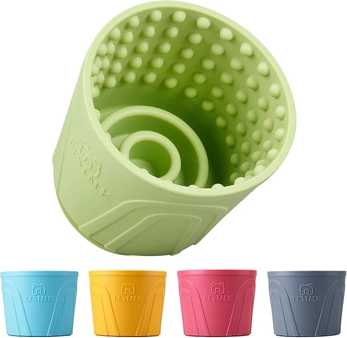 Original Dog Lick Bowl alk Anxiety Relief Slow Feeder Dog Lick Mat Treat Dispenser Non-Slip Dog Licking Bowl Dog Enrichment Toys for Small Medium and Large Breed Dogs BPA Silicone Green M-L About ThisOverview Certified