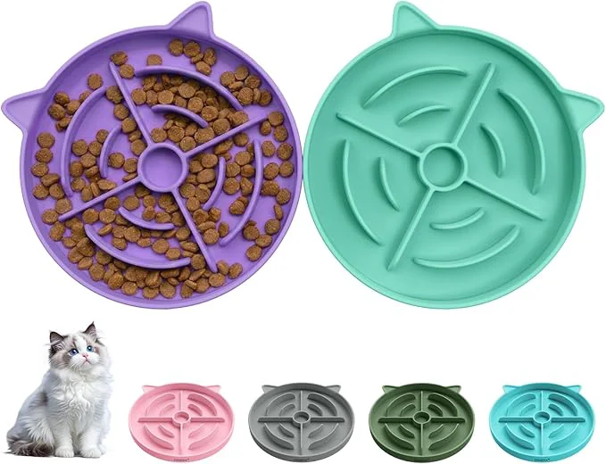 Premium Material 2 Pcs Silicone Slow Feeder Cat Bowl Cat Slow Feeder for Food Training Interactive Puzzle Bowls for Puppy Kitten Dishes to Prevent Overeating Treat Toys Suitable for Dry and Wet FoodAbout ThisOverview Specialty