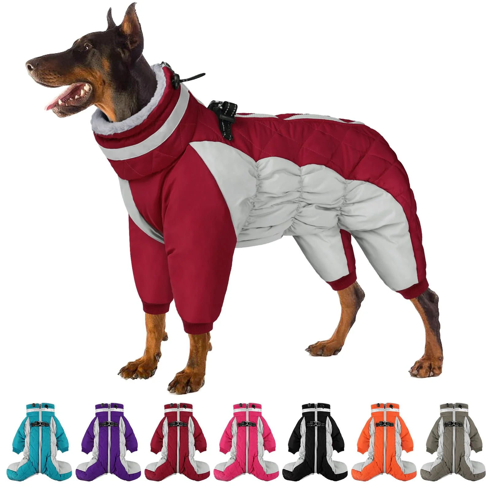 Fine Crafted SUNFURA Full Body Dog Coat Burgundy M — Warm Fleece Winter Jacket for Medium Dogs Effective