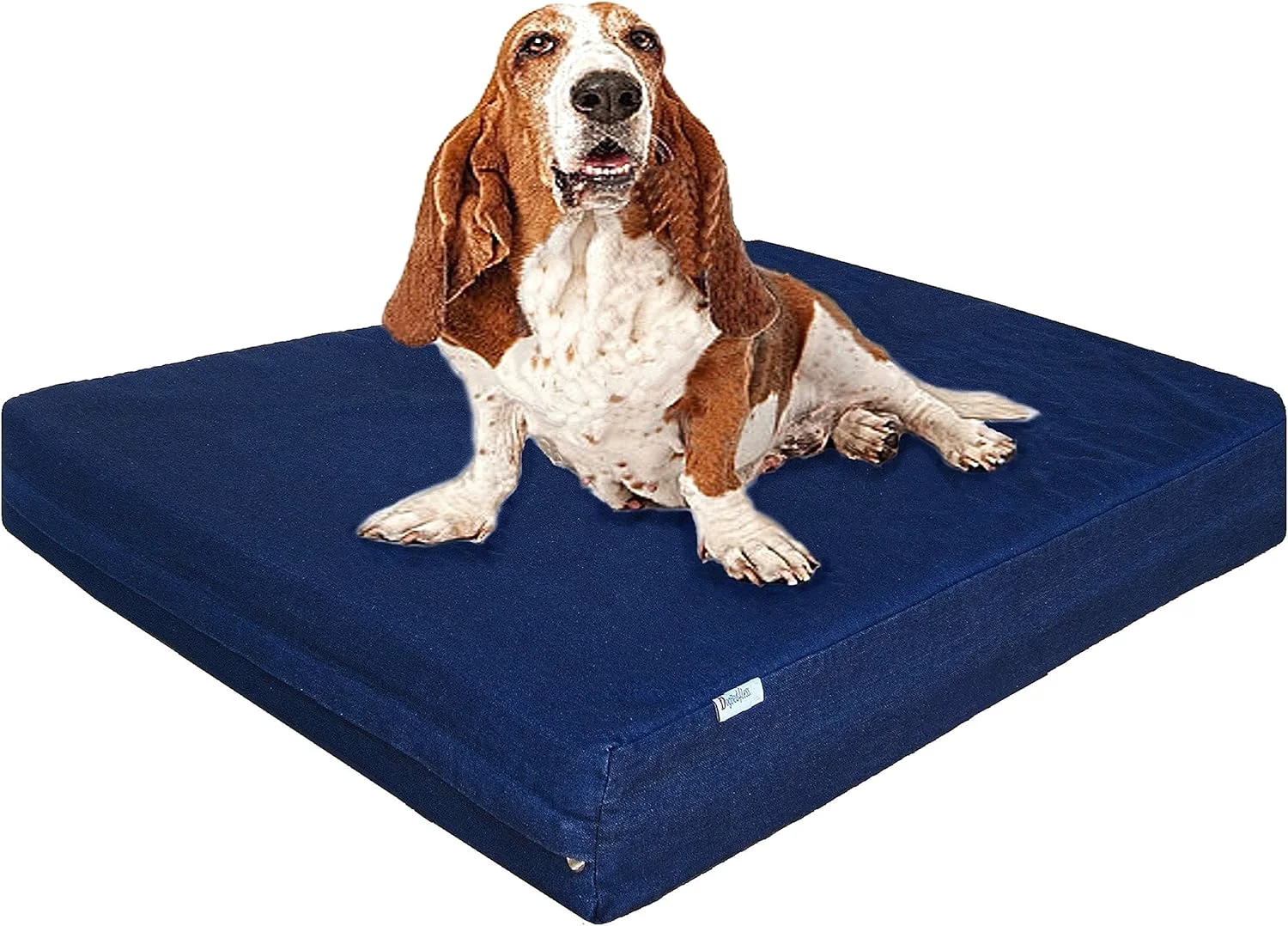 Refined Dogbed4less Large Orthopedic Memory Foam Dog Bed for Medium to Large Dogs with Durable Waterproof Internal Case Removable Washable Denim Cover Bonus Pet Bed Cover 41X27X4 Fit 42X28 Dog Crate Blue Convenient