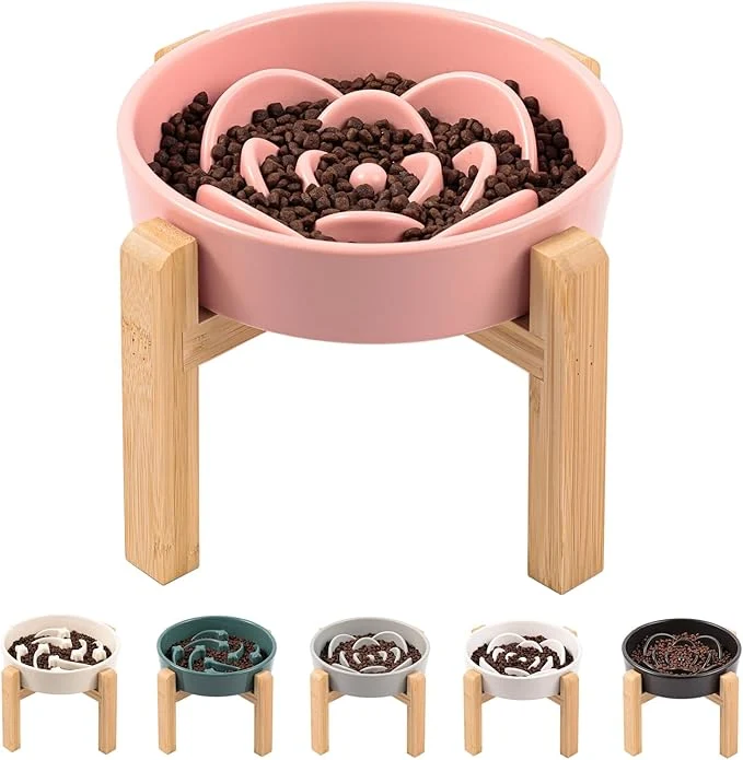 First-Class Pink Ceramic Dog Bowl Slow Feeder for Medium and Large Breed d Raised 1.5 Cup 8.26 in Slow Feeding Bowl Puzzle Dog Food Bowl for Fast Eater Maze Dish for Fast EaterAbout ThisOverview Environmentally Friendly