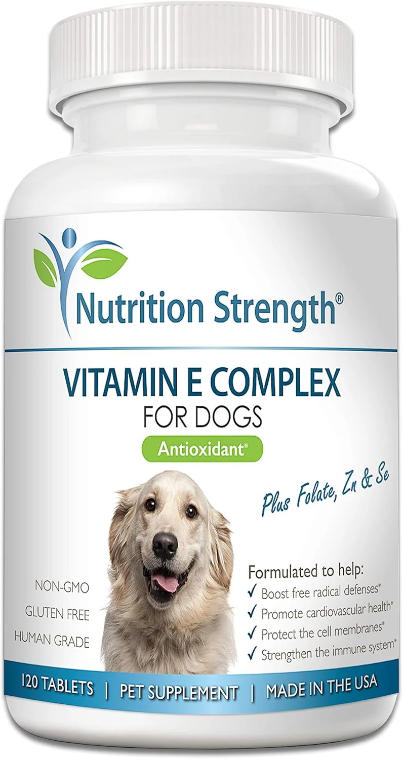 Safe Vitamin E for Dogs Promote Cardiovascular Health Support Cell Membranes Vitamin E Complex to Boost Dog Immune System Plus Zinc Selenium Folate Salmon Oil 120 Chewable Tablets Environmentally Friendly
