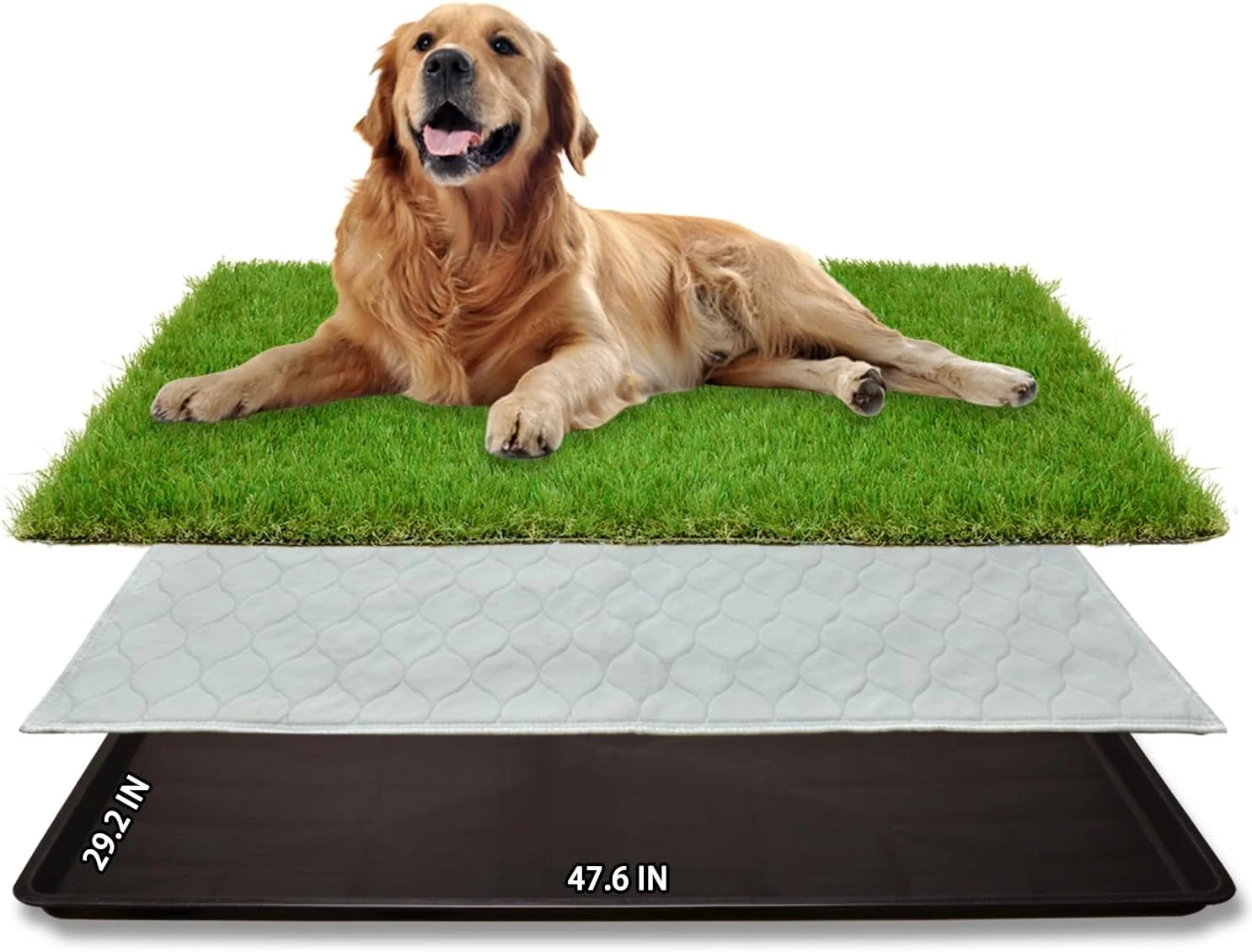 Classic Dog Grass Large Potty Patch Dog Litter Boxes Artificial Grass Bathroom Turf for Pet Training Washable Puppy Pee Pad Indoor Outdoor Portable Potty Pet Loo Potty system-47.6 x29.2 Soft